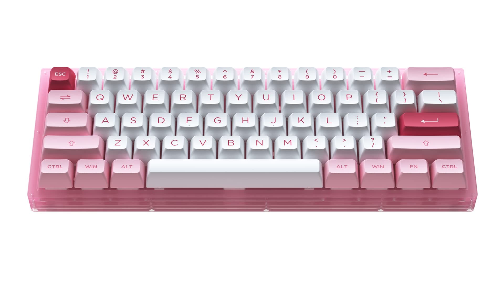 Akko ACR61 Mechanical Keyboard Wired, 60% Compact Layout, Gaming Keyboard with Acrylic Housing, RGB Underlight, Hot-Swap, Programmable, ASA Profile PBT Keycap, USB-C Spiral Cable (Pink)