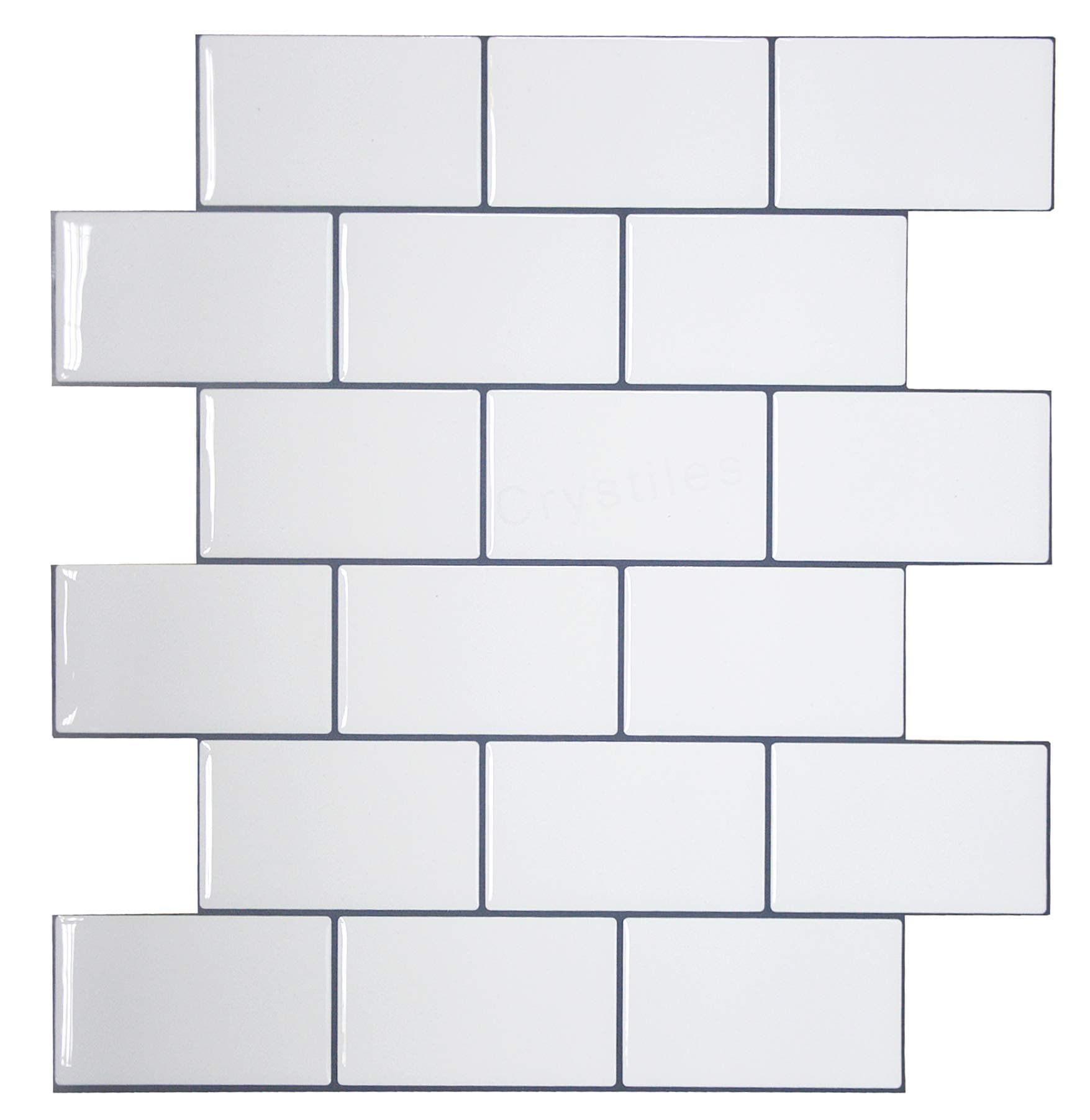 12"x12" Subway White Vinyl Peel and Stick Tile Backsplash, Pro" Series Thicker Version, 4-Sheet Pack