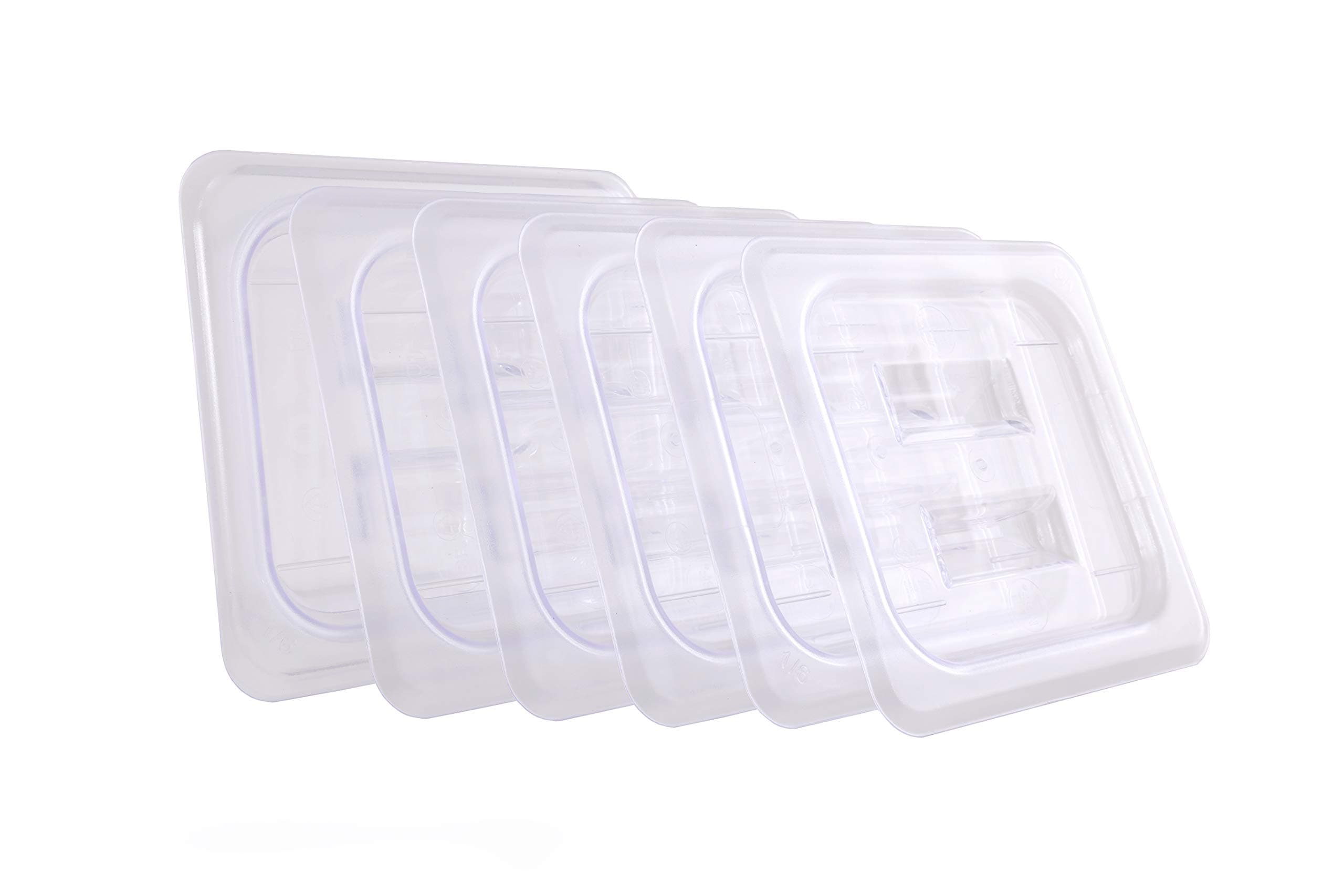 YBS 1/6 Size Clear Polycarbonate Food Pan Lid with Handle- Pack of 6