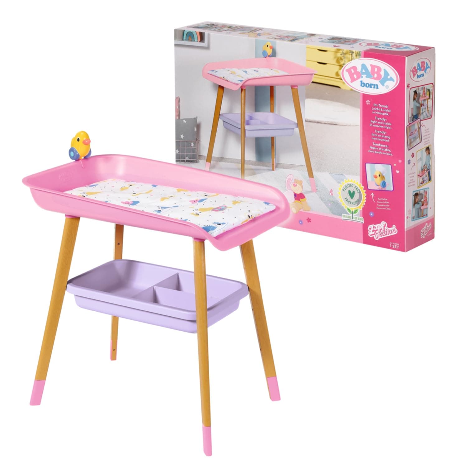 – Changing Table - For Toddlers 3 Years & Up - Easy for Small Hands - Table With Removable Towel Holder