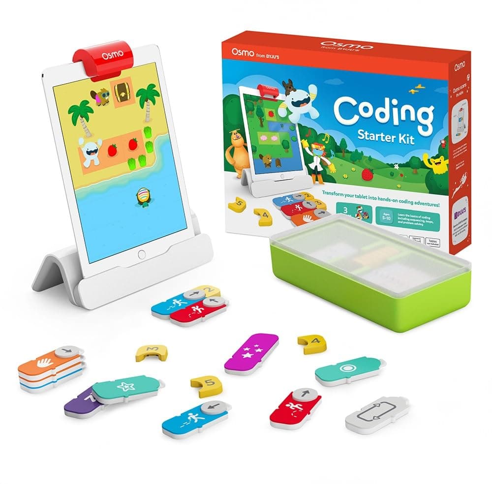 Osmo - Coding Starter Kit for iPad-3 Educational Learning Games-Ages 5-10+ Learn to Code, Basics Puzzles-STEM Toy-Logic, Fundamentals(Osmo iPad Base Included)