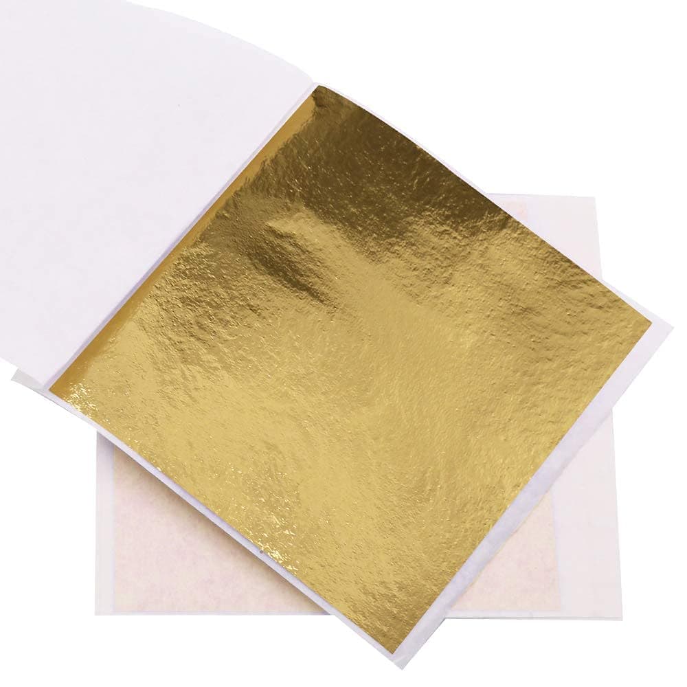 KINNO Gilding Gold Leaf Sheets, 3.15" by 3.35" Gilding Foil B Gold Foil Paper for Paintings, Arts Crafts, Nail Deco,Furniture