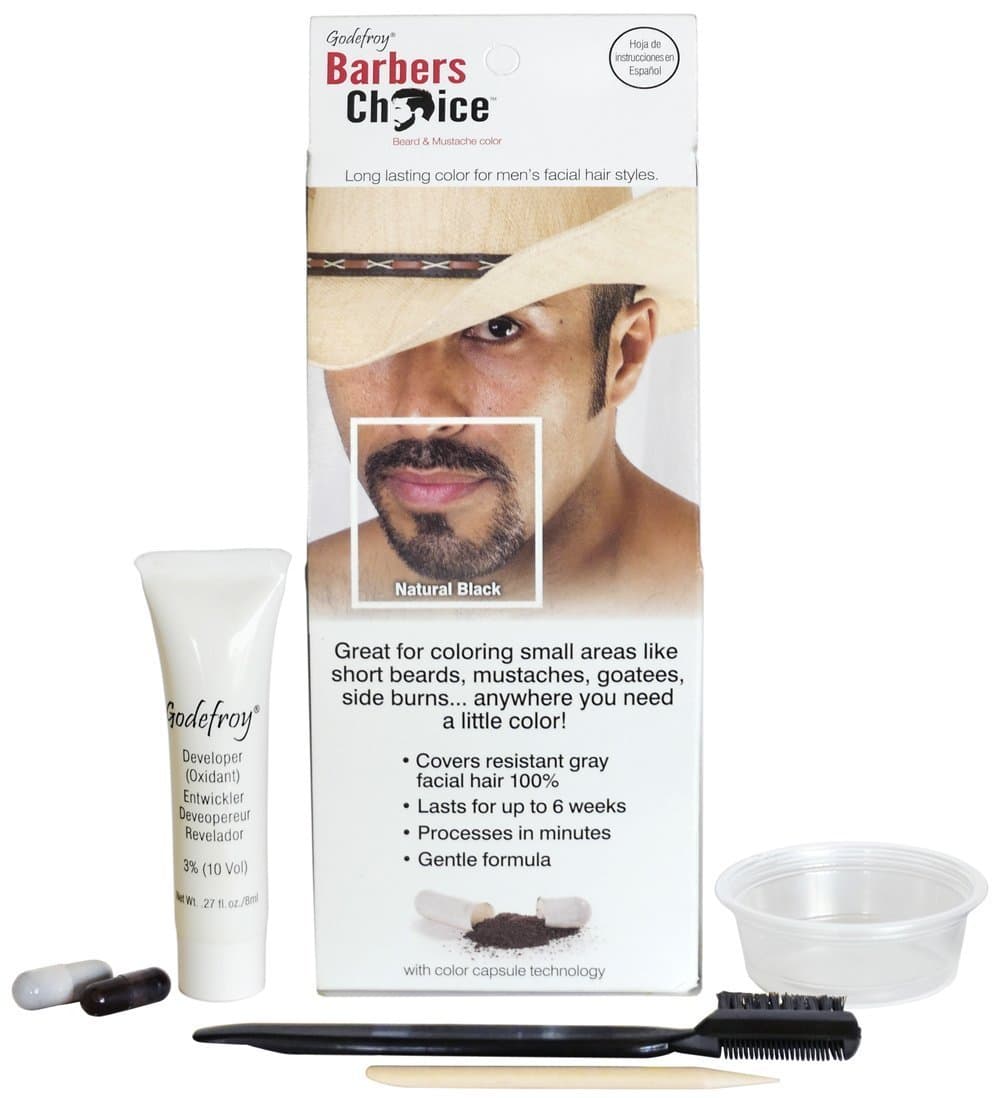 Barbers Choice Beard and Mustache Color Single Application Kit, Natural Black