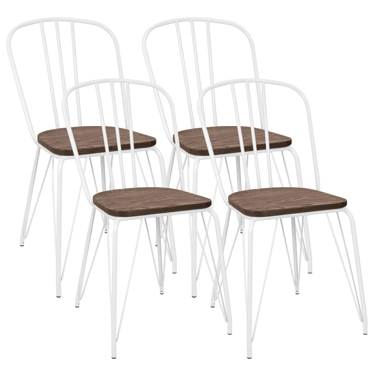 Furmax Metal Kitchen Dining Chair Indoor-Outdoor Use Stackable Classic Trattoria Chair Chic Dining Bistro Cafe Side Metal Chairs(White)