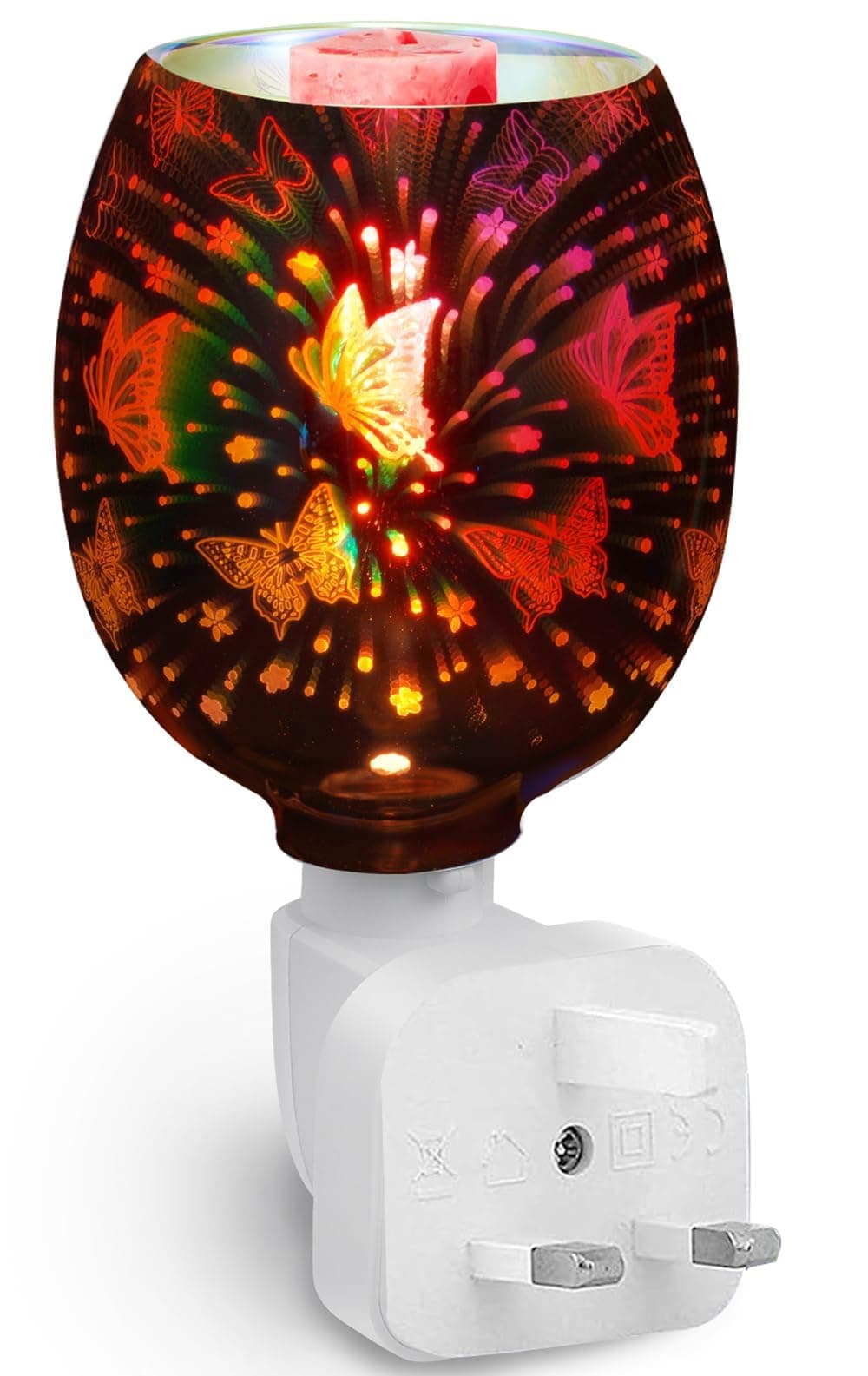 Excefore 3D Firework Design Plug-in Electric Oil Burner - Dual Functionality with Wax Melts and Night Light - Perfect for Home, Office, and Bedroom