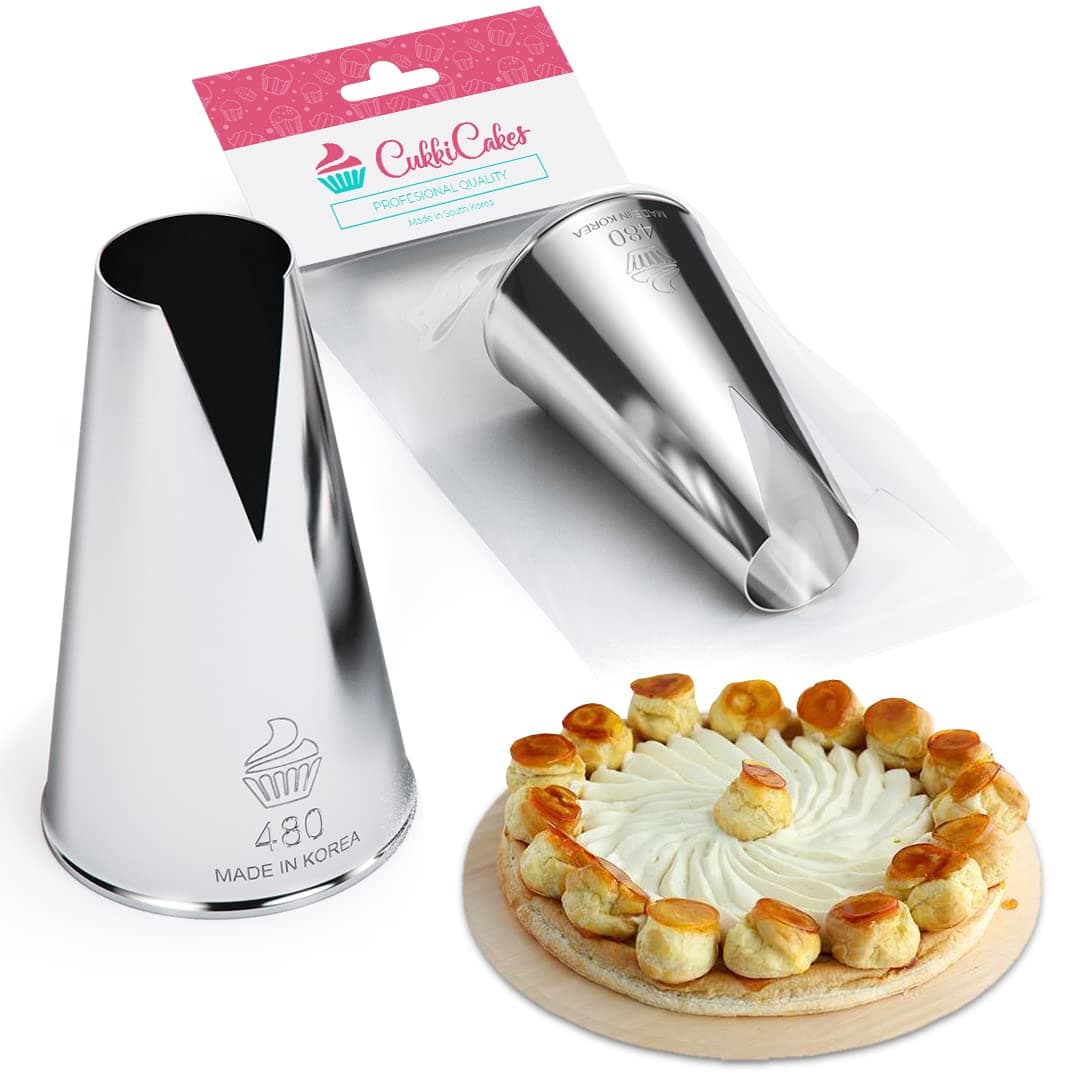 Professional Icing Nozzle Large (480) for Decorating Saint Honore Cakes and Cupcakes - Nozzles Compatible with Piping Bag / Piping Bag - Made in Korea
