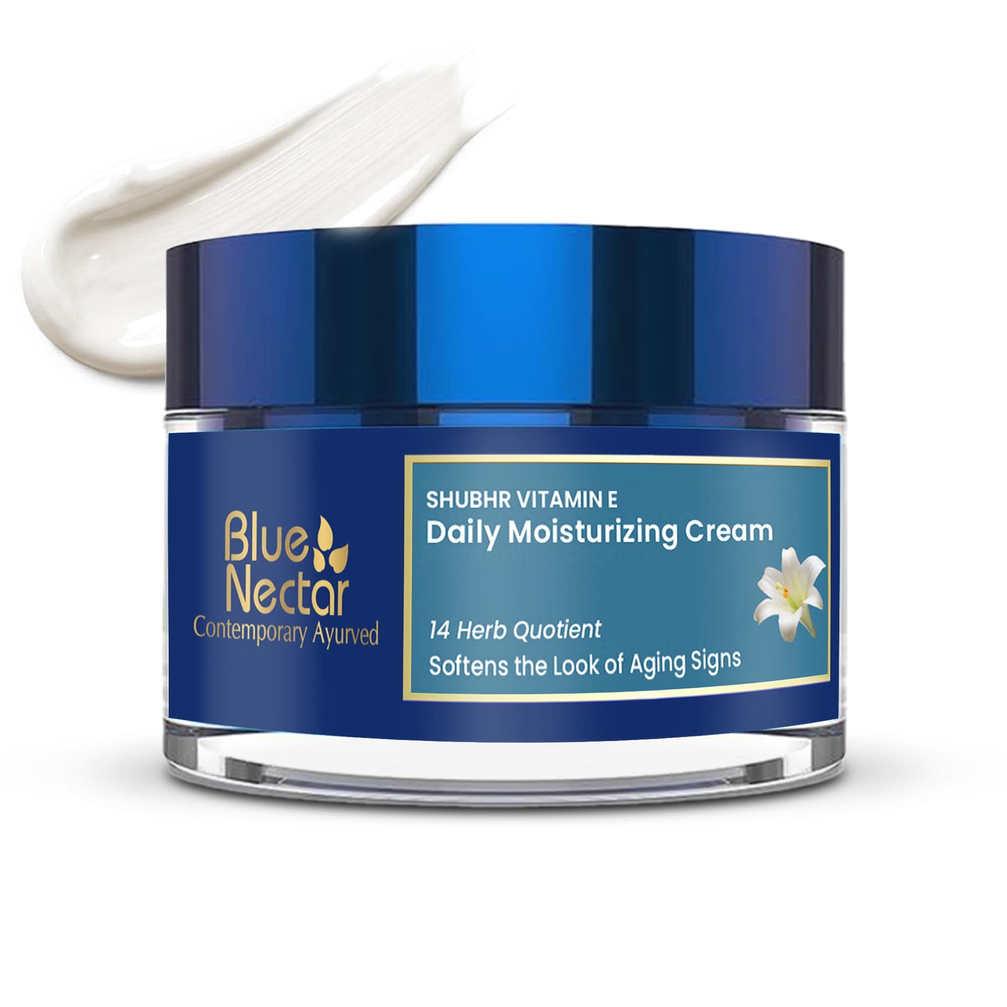 Blue Nectar Moisturizer Face Cream for Women with Plant Based VItamin E Cream | Wrinkle Cream for Face with Almond Oil, Natural Dry Skin Face Moisturizer (14 Herbs, 1.7 Oz)