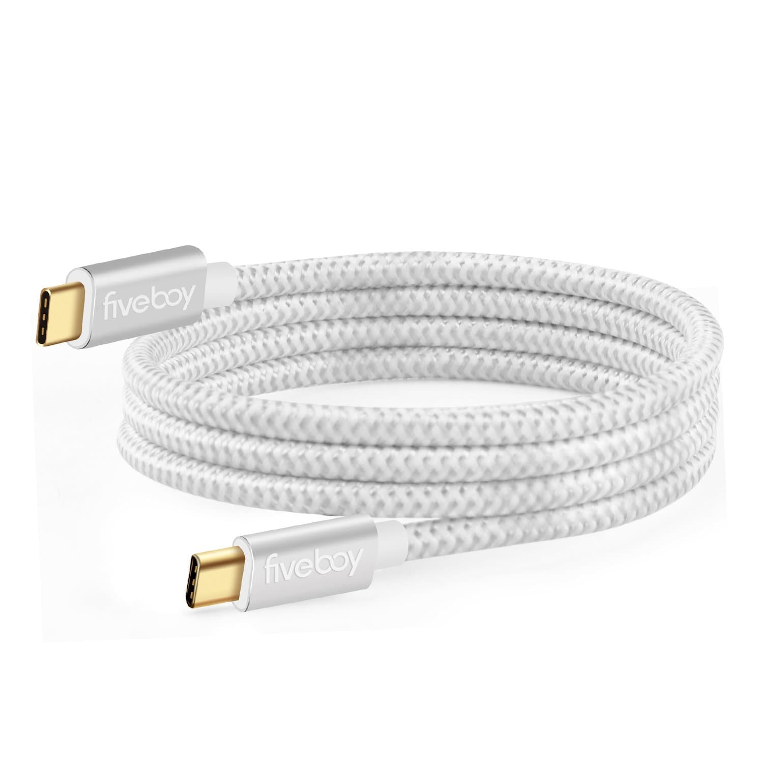 USB C to USB C Cable Fiveboy, Nylon Braided, 3.3ft, Supports High-Definition Display (4K@60hz), Quick Charge (60W) and Data Sync (10Gbps), for Nintendo Switch, MacBook Pro, Chromebook Pixel, Huawei Matebook and More Type C Devices