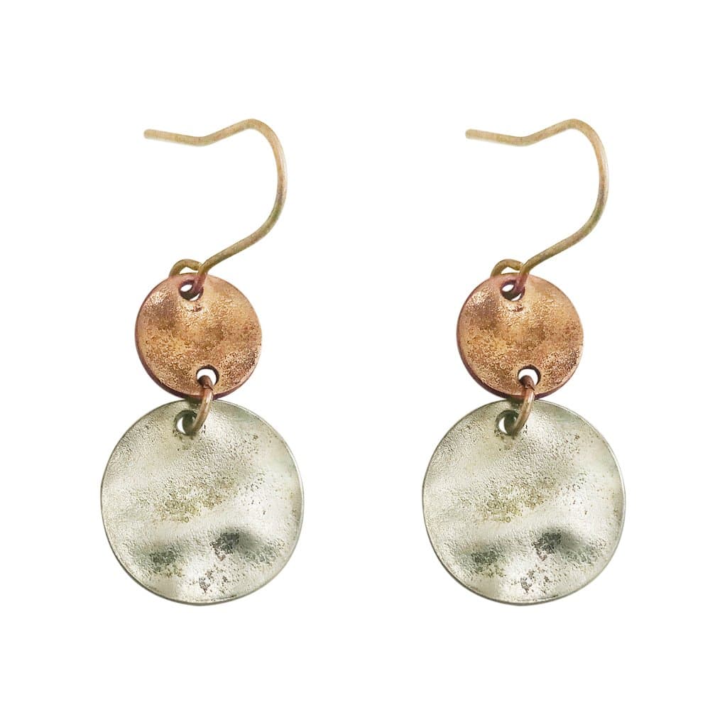 Handmade Ethnic Two Circle Bunch Hook Dangle Earrings for Women (Silver)