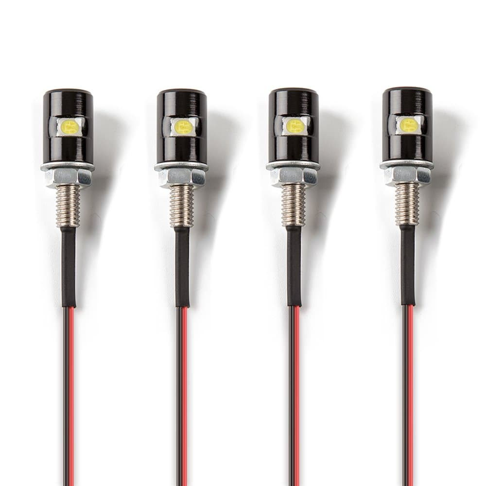 CZC AUTO 4PCS License Plate Light, License Tag Screw Bolt Lamp, 12V White LED Bulb, Waterproof/Rainproof, Black Aluminium Light Holder, Legal for Car Motorcycle Truck RV ATV Bike