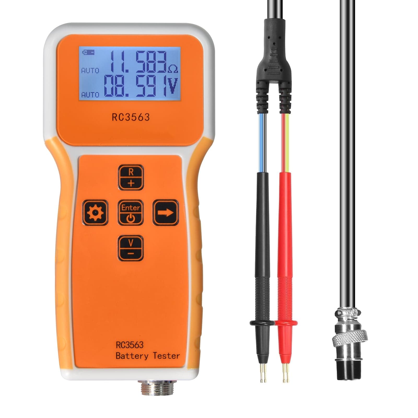 Battery Internal Resistance Tester, Portable Car Battery Analyzer 4 Wire Measure Voltage Ohm 1uΩ~200Ω/0~±100VDC for 18650, Lead Acid, Lithium Ion, Lithium Iron Phosphate
