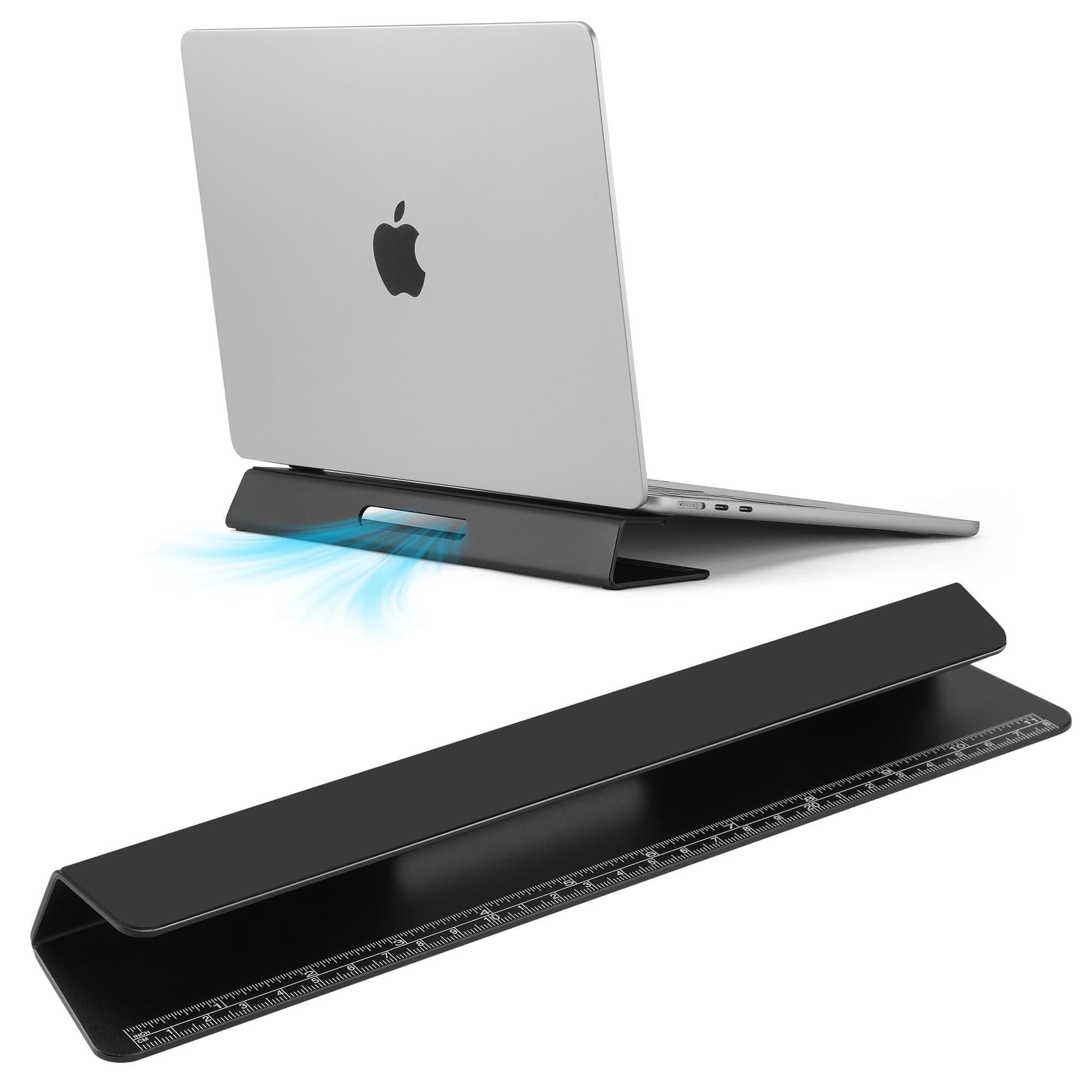 Laptop Cooling Stand Aluminium- Improved Cooling, Ergonomics, Stability, and Versatility - Compatible with MacBook and All Laptop, with Ruler