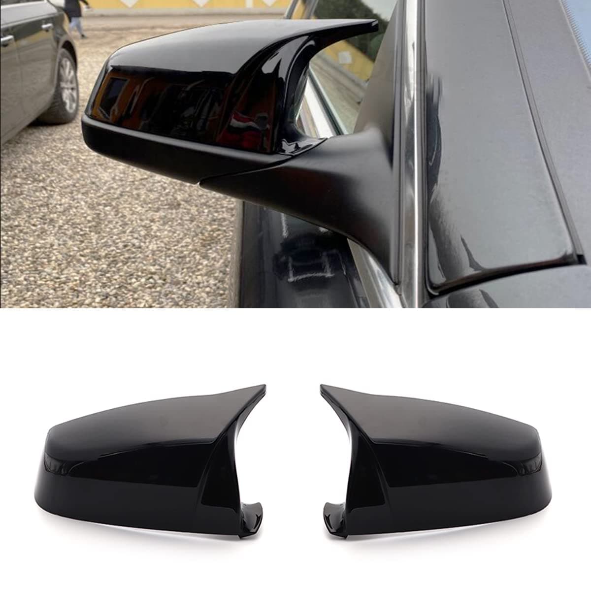 Horn caps M style Black side wing mirror Cap Cover for BMW 5 6 7 serie F01 F02 F03 F04 F06 F07 F10 F11 F12 F13 (Bright Black)