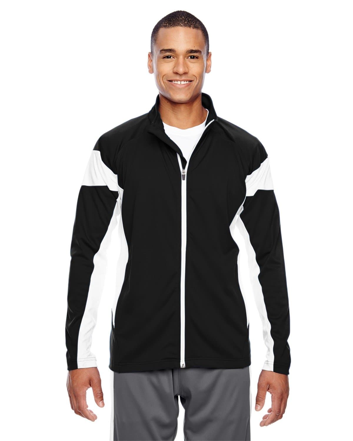 TEAM 365 Men's Elite Performance Full-Zip (Black/White, S)