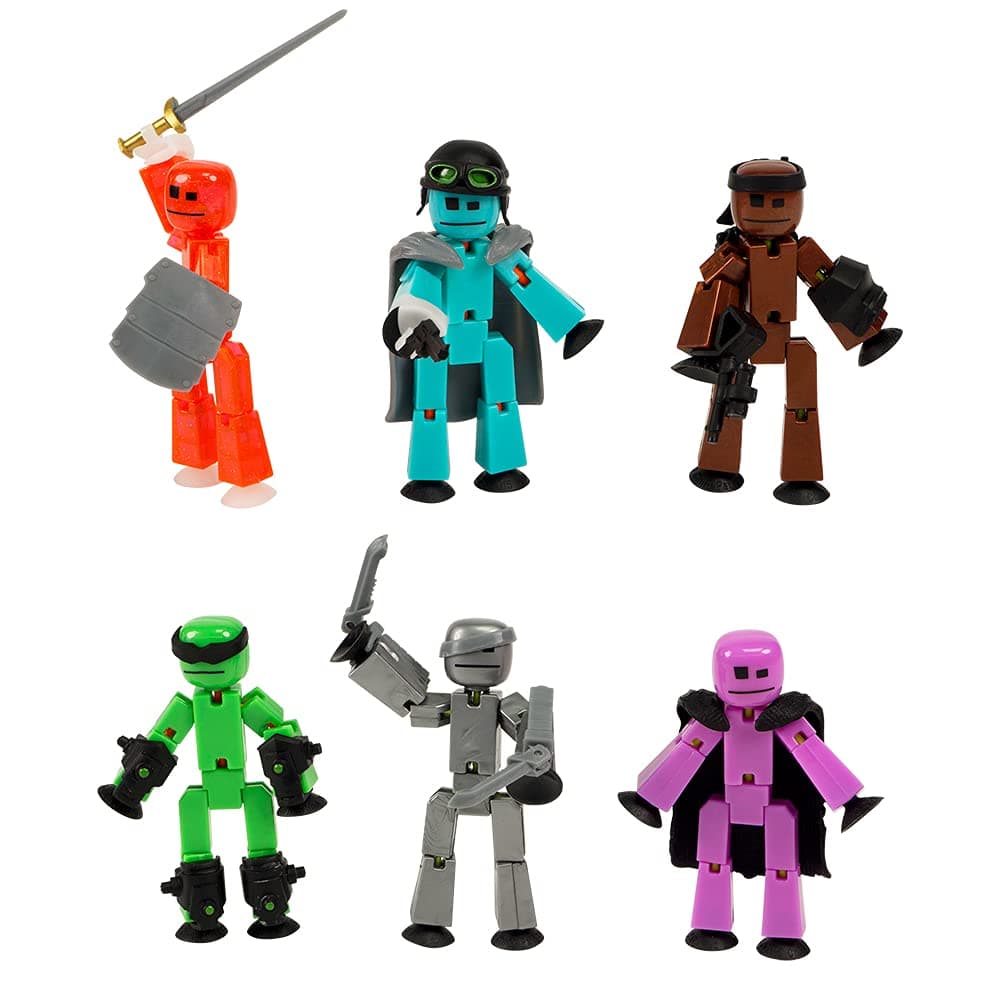 Zing Stikbot Off The Grid Pack - Set of 6 Poseable Action Figures with Weapons and Accessories, Includes Striker, Clint, Pixel, Raptus, Shift and Regalius, Stop Motion Animation, for Ages 4 and Up