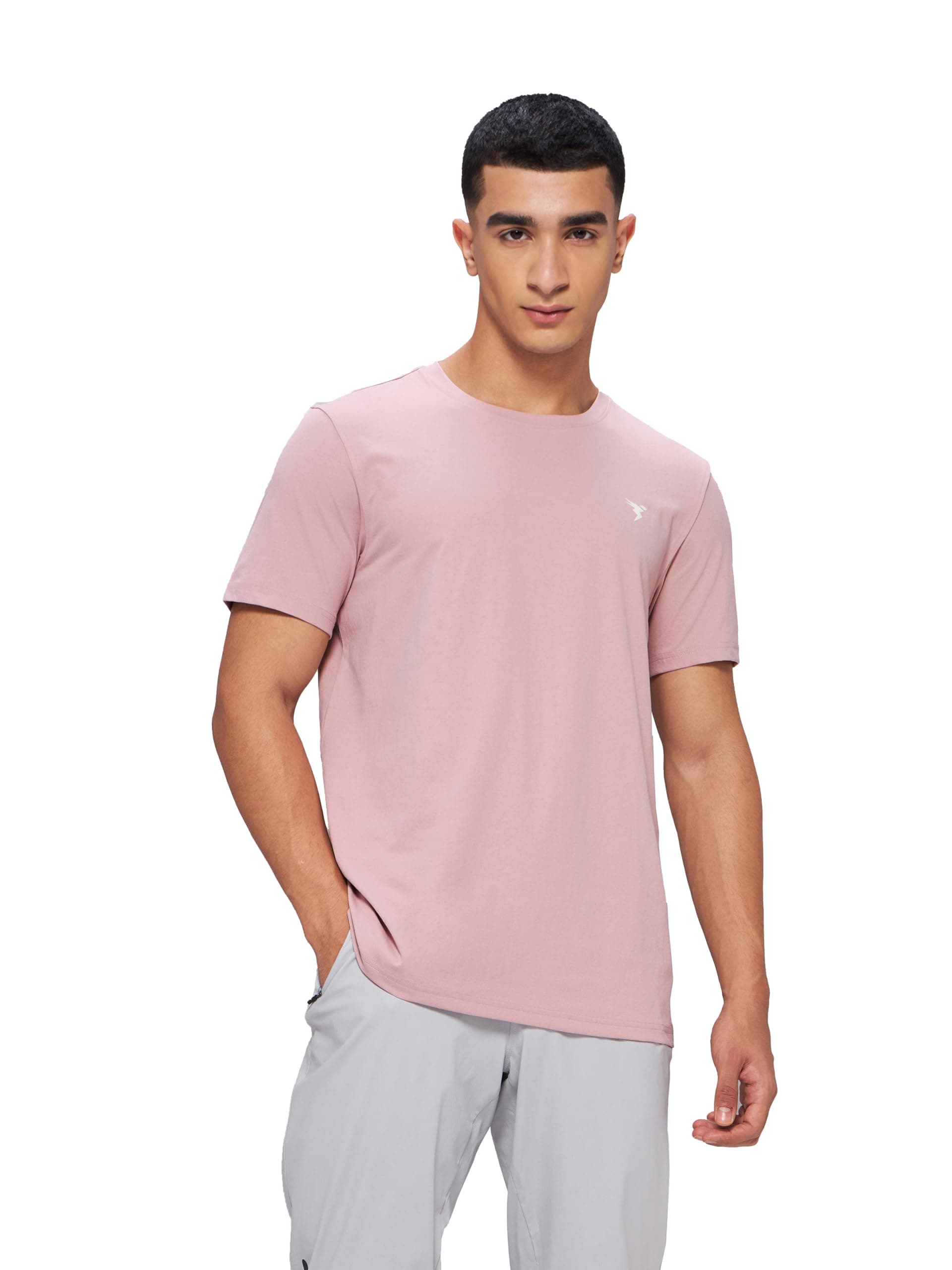 TECHNOSPORT Men's Slim Fit Solid Short Sleeve Crew Neck T-Shirt with Cotflex, Quick Dry and Wrinkle Resistance Fabric for Gym, Regular Usage and Sports