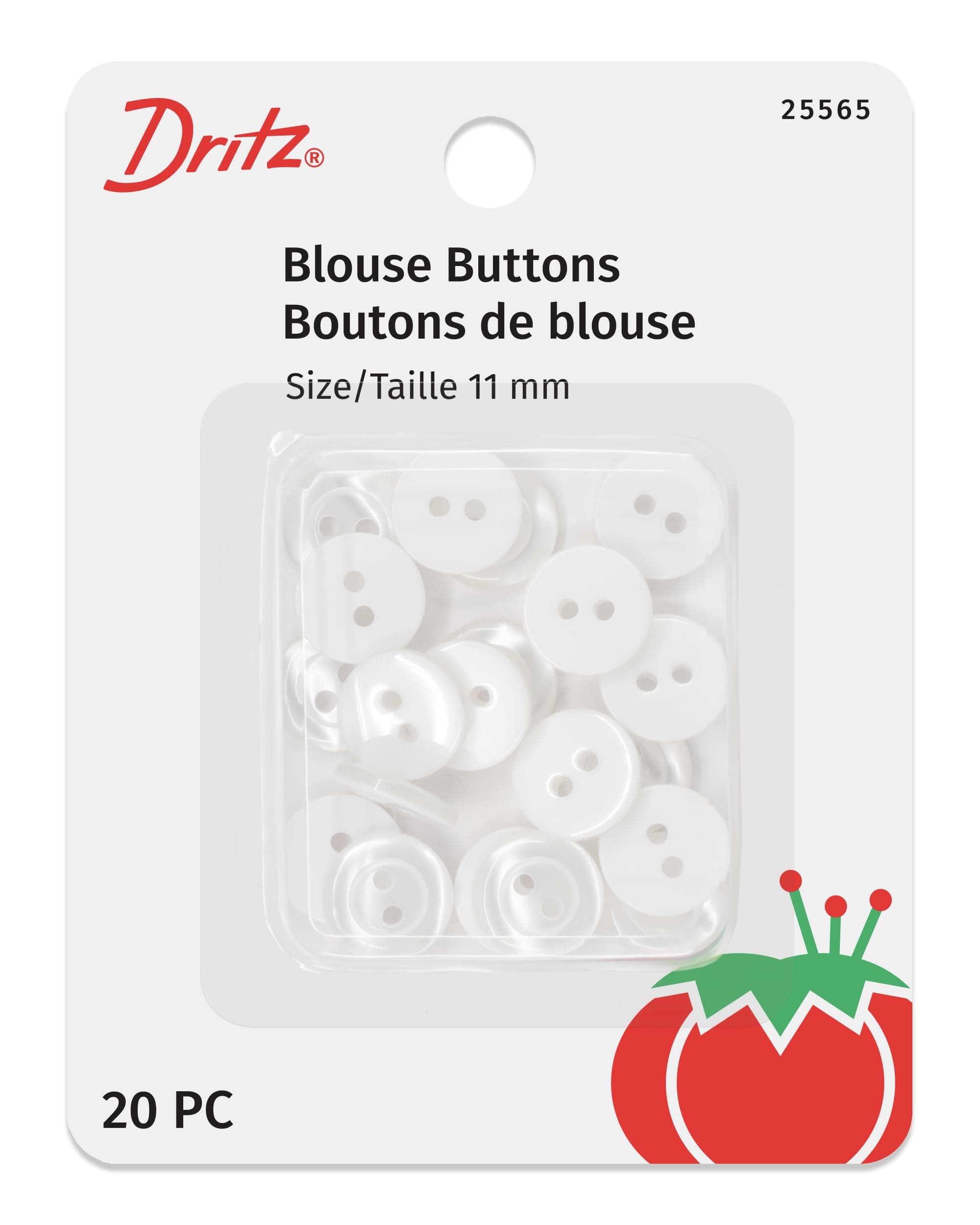 Dritz Blouse Buttons, White Pearl, 11mm, 20 pcs