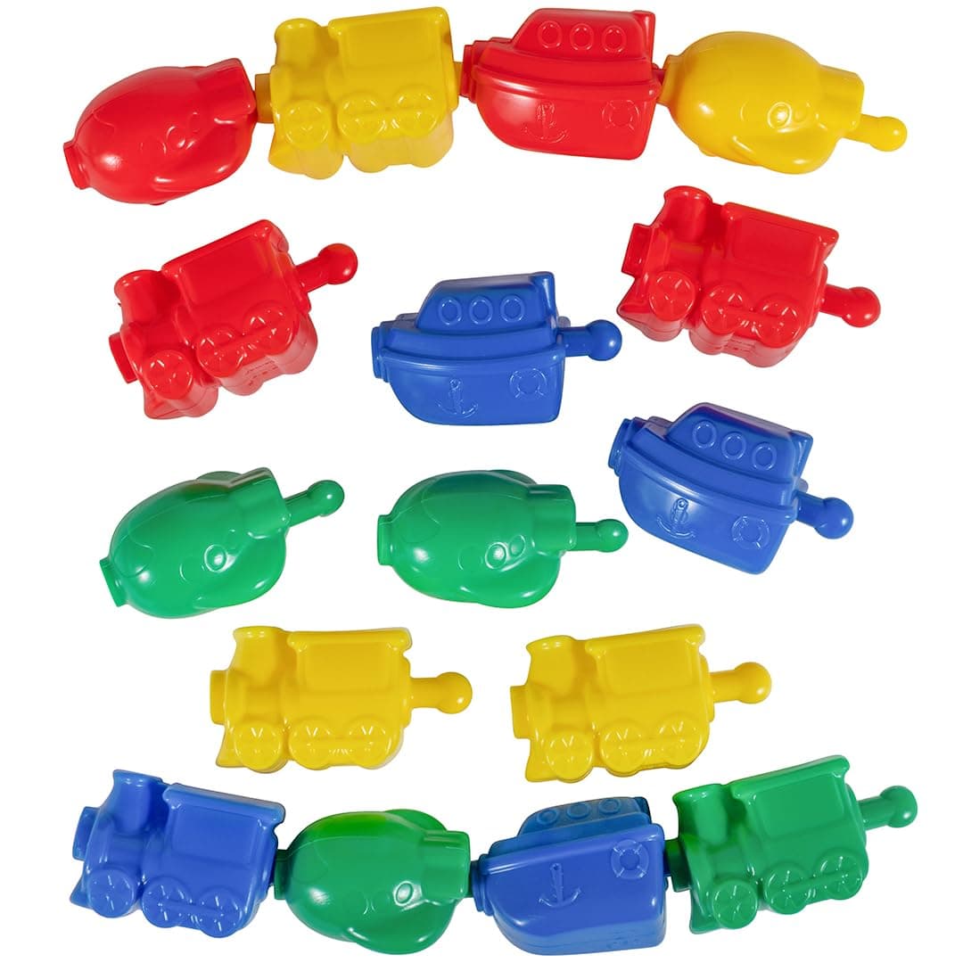 LEARNING ADVANTAGE Transportation Linking Blocks - Set of 36 - 18m+ - Connecting Blocks for Toddlers - Early Construction, Sorting and Fine Motor Skills
