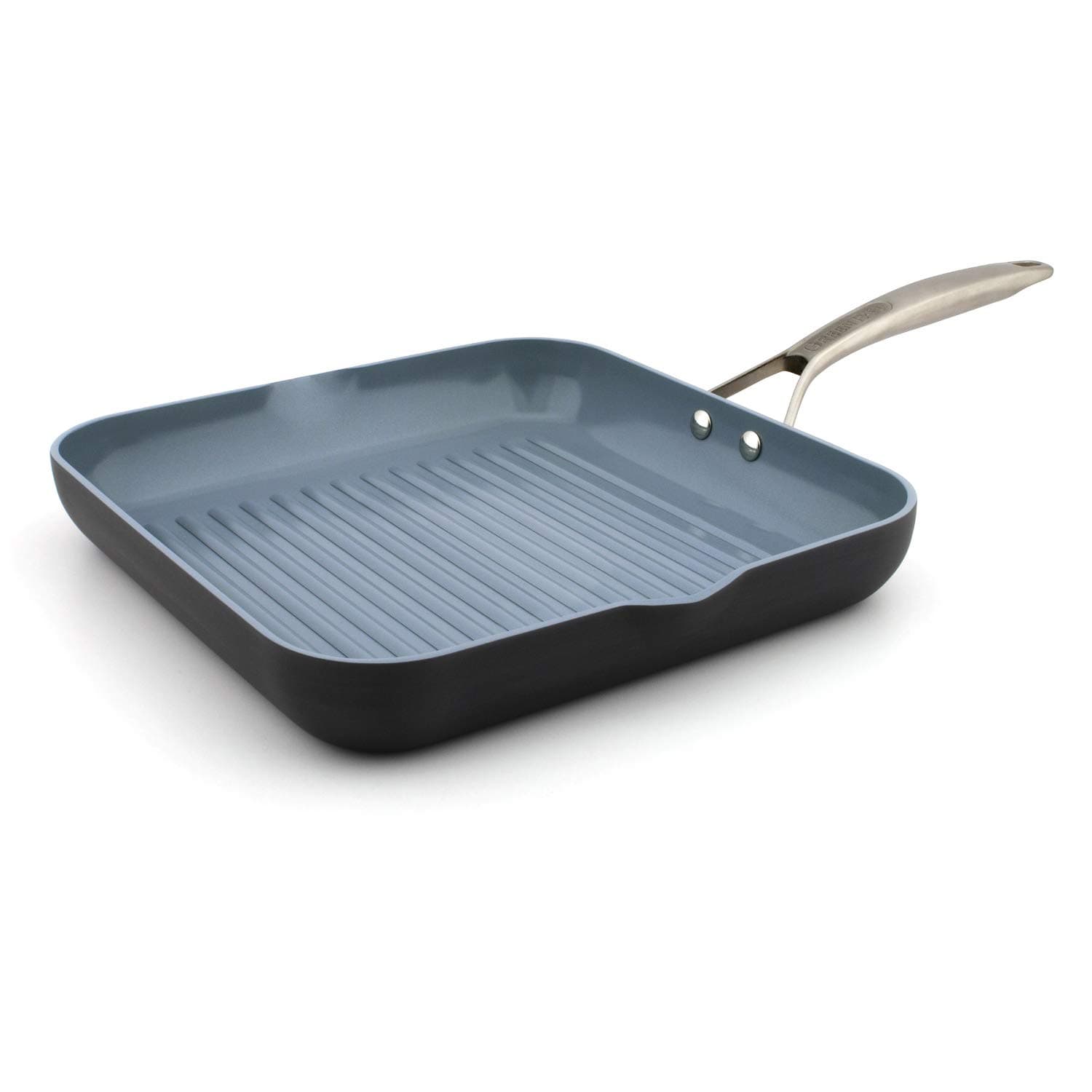 Paris Pro Hard Anodized Healthy Ceramic Nonstick, 11" Square Grill Pan, PFAS-Free, Dishwasher Safe, Grey