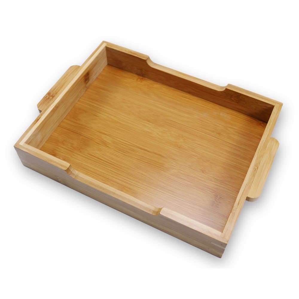 Bamboo Small Tray with Handles, Rectangle Serving Tray for Food Coffee or Tea at Home, Hotel & Restaurant by HTB