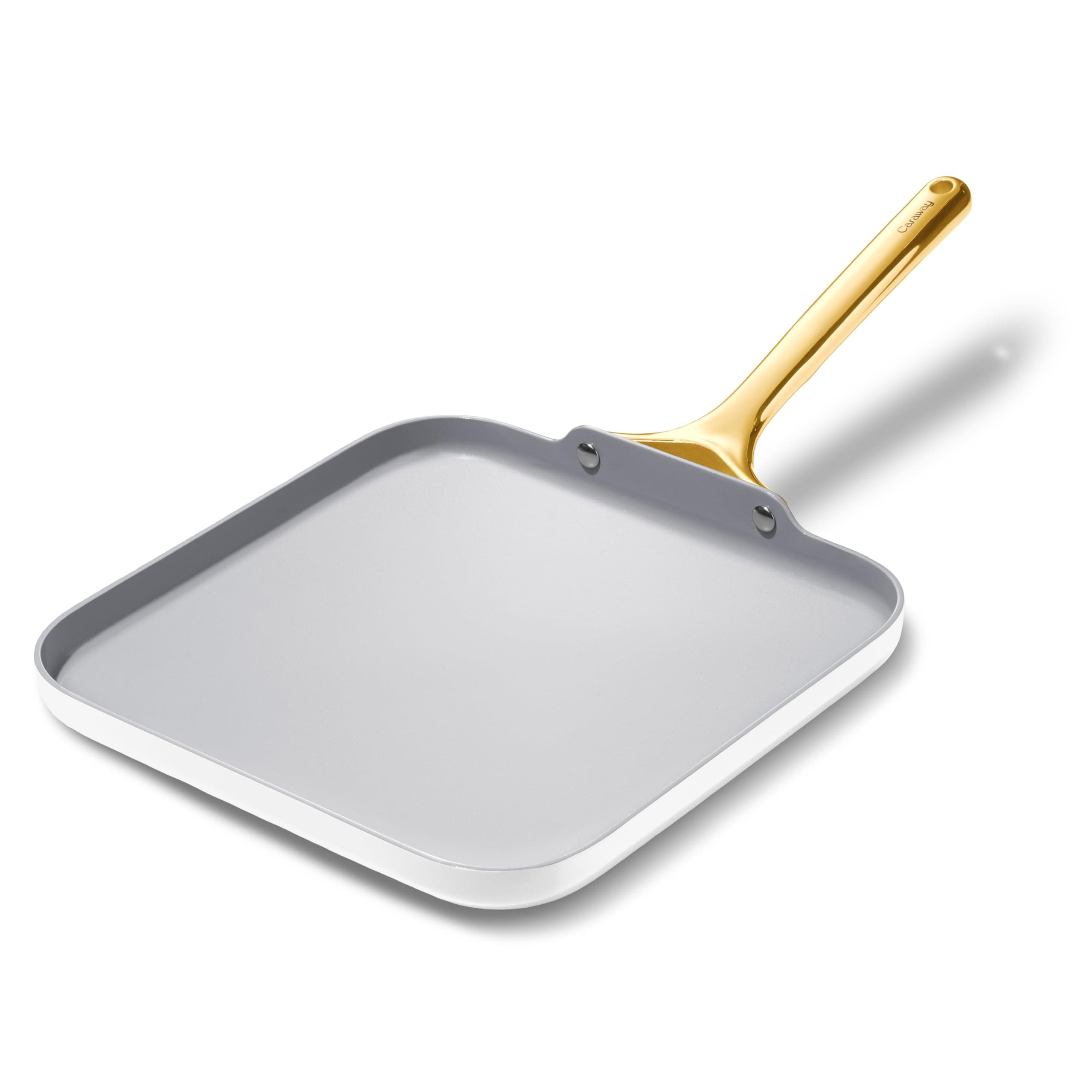 Caraway Square Griddle Pan - 11” Square Pan - Non-Stick Ceramic Coated - Non Toxic, PTFE & PFOA Free - Oven Safe & Compatible with All Stovetops - White