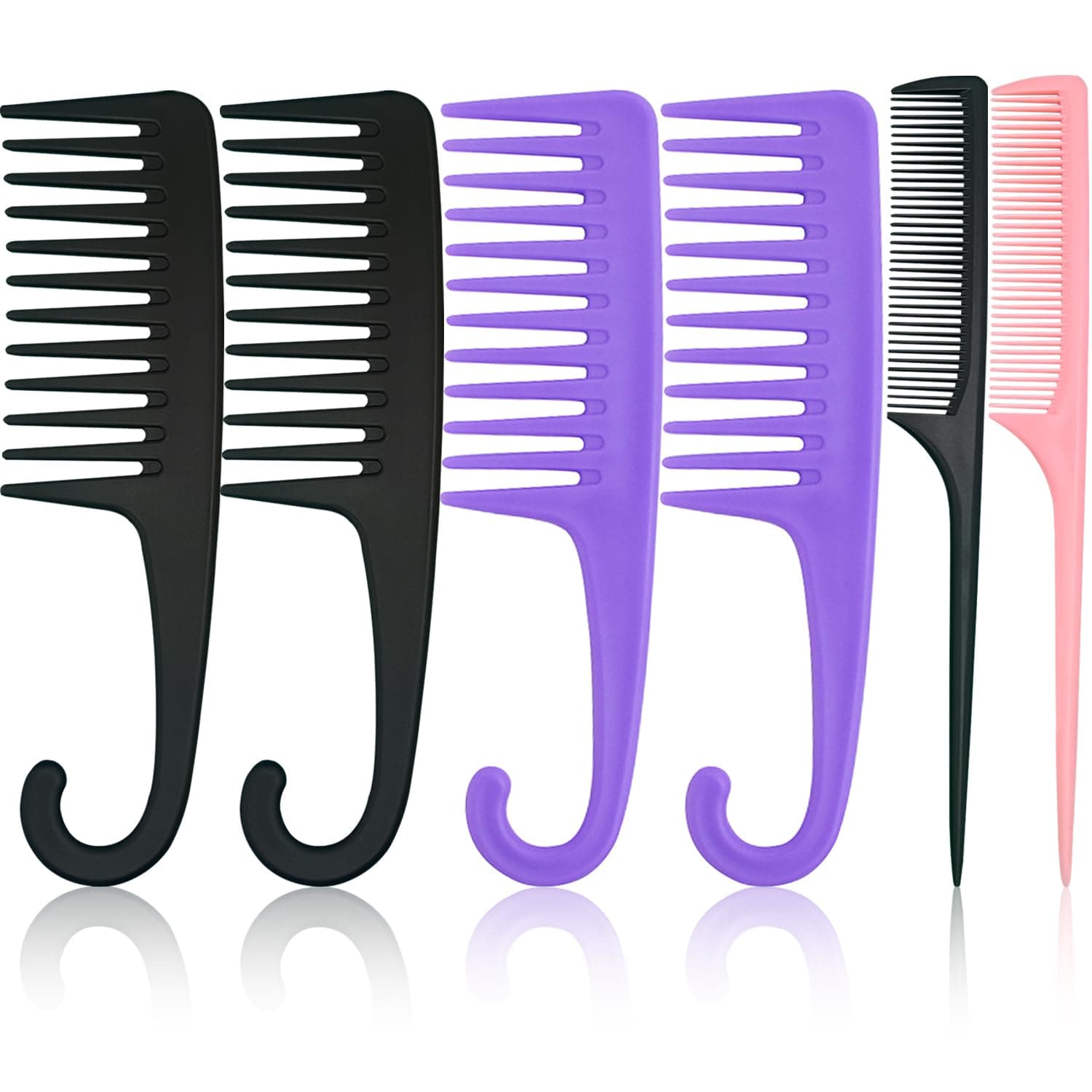 2PCS Premium Wide Tooth Combs for Wet Curly & Thick Long Hair, Detangler for Wigs & Styling