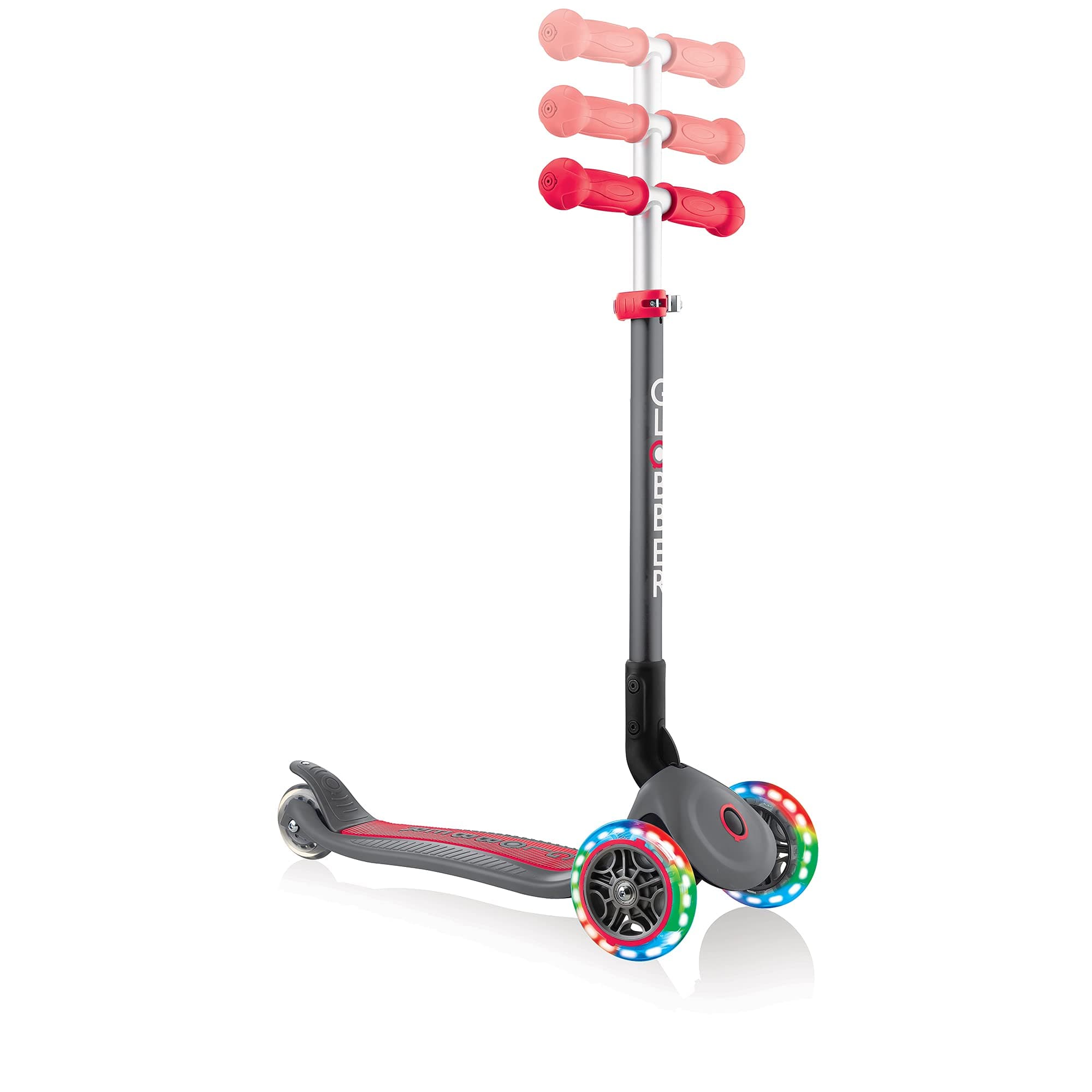 GlobberPrimo Foldable Lights Scooter (Red/Grey, 432-120-2)