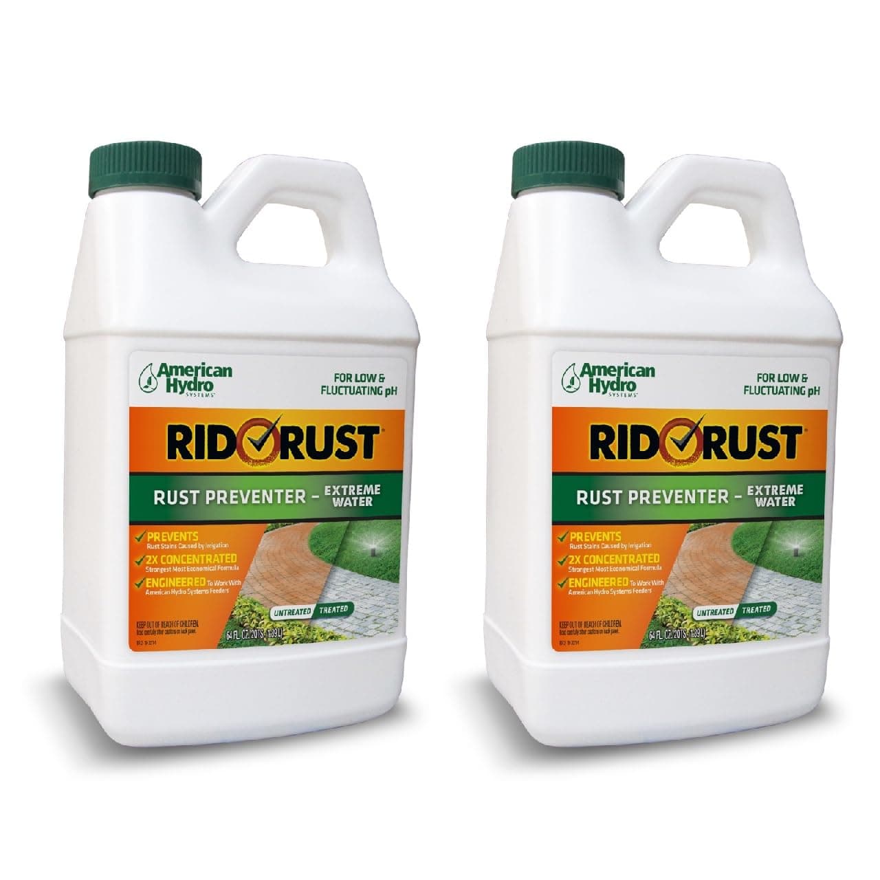 RR2 Rid O' Extreme Water Rust Stain Preventer for Irrigation Systems, 64 Fl Oz Bottle, 2 Pack