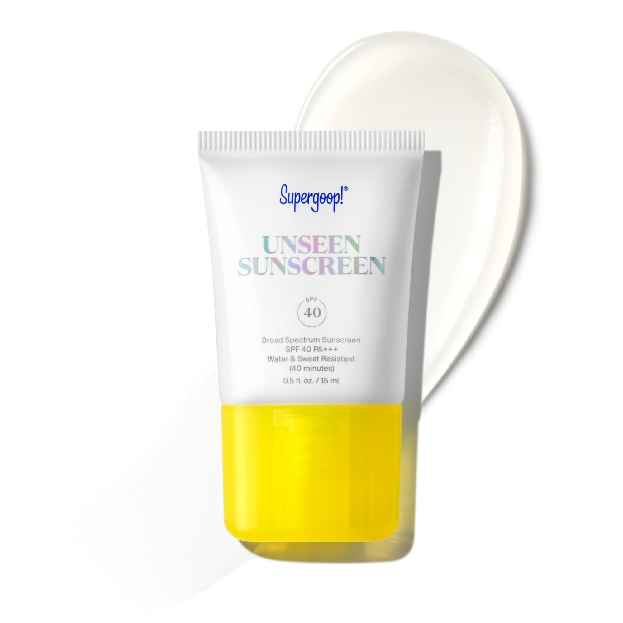 Supergoop! Unseen Sunscreen, 0.5 oz - SPF 40 PA+++ Reef-Friendly, Broad Spectrum Face Sunscreen & Makeup Primer - Weightless, Invisible, Oil Free & Scent Free - Beard Friendly - For All Skin Types