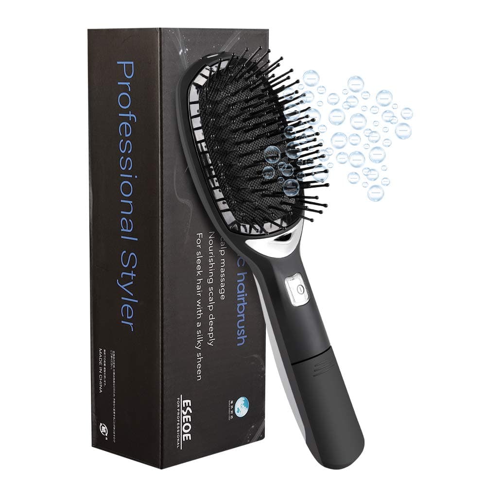 Negative Ionic Hair Brush Professional Anti Static Detachable Paddle Comb for Frizz-Free Hair Care & Thick Hair Fast Natural Straight Styling for Women Men Girls (Black)