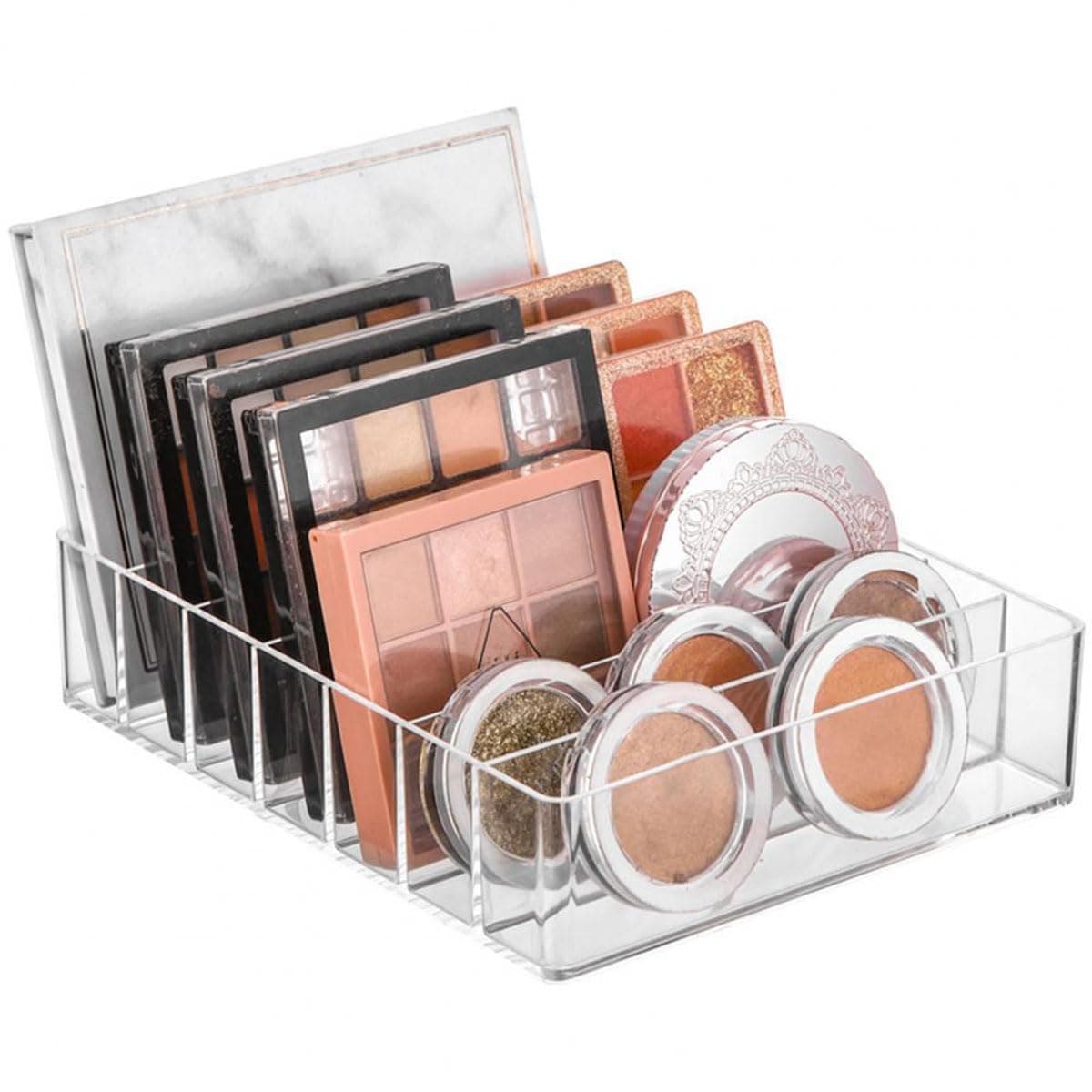 U-HOOME Acrylic Cosmetic Storage Display Boxes, Makeup Organizer 7-Compartment Storage For Eyeshadow, Contour Kits, Blush For Dresser & Vanity