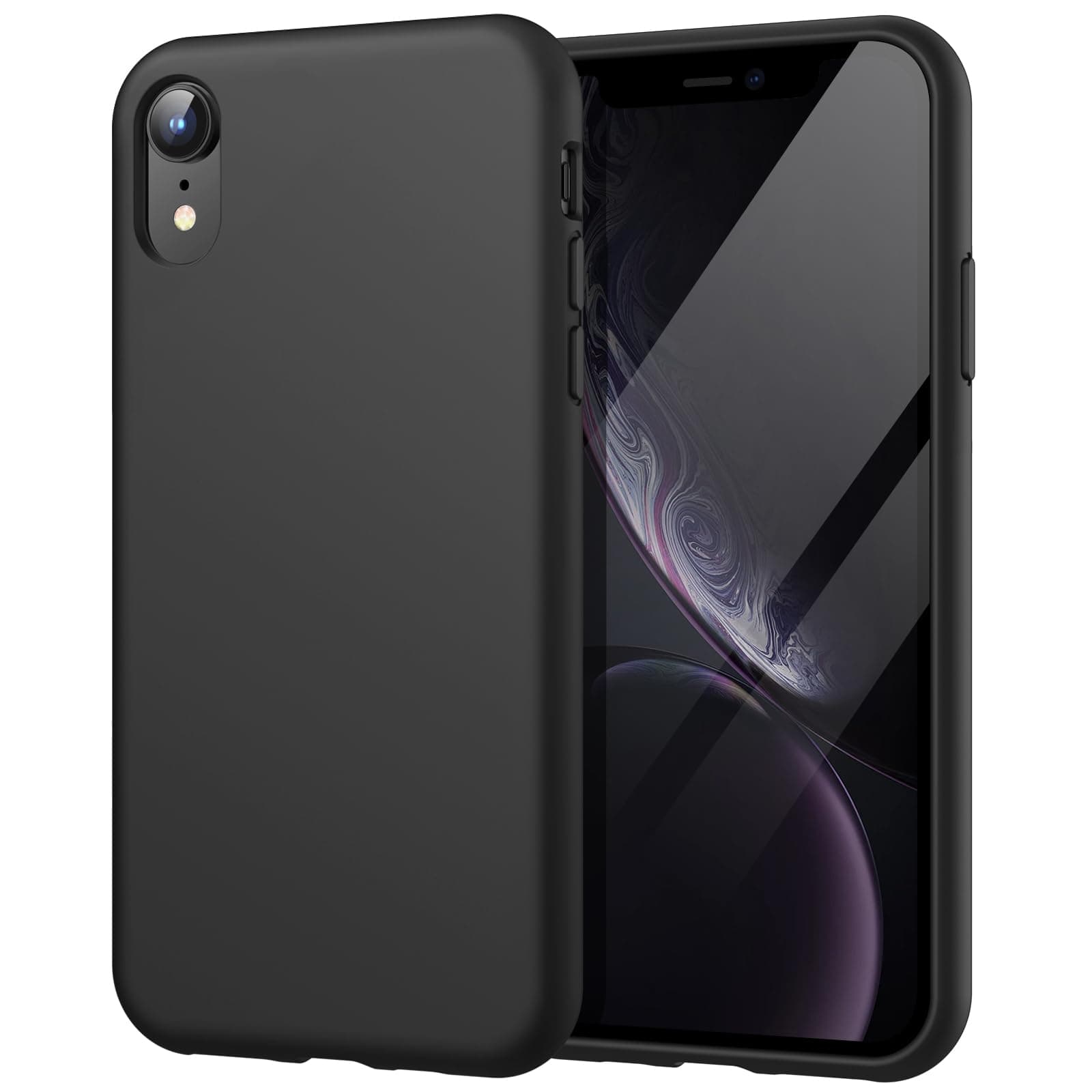 Silicone Case for iPhone XR, 6.1-Inch, Silky-soft touch Full-Body Protective Case, Shockproof cover with Microfiber Lining (Black)