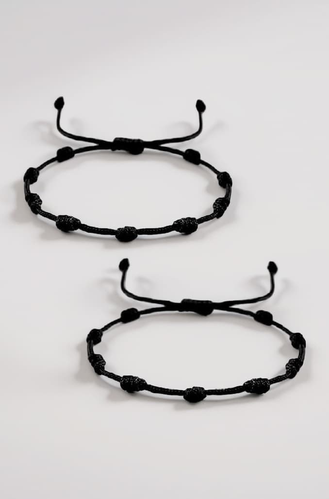 ARTIFICIAL TREE Nazar Dhaga Bracelet and Anklet Set | Adjustable Black Thread with Knotted Beads | Protective Accessory for Men, Women, Girls & Boys (AT ANK 005)