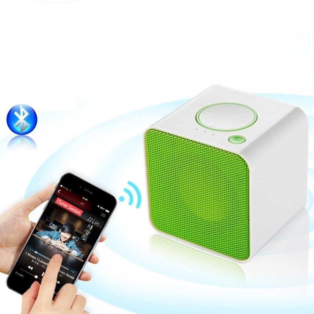 Music Cube - Play Music & Audio Wirelessly | Modern Compact Design - Ultra Portable Pocket Size Mini Wireless Bluetooth Speaker for Smartphones, Tablets, Laptops, PC & All Bluetooth Devices (Green)