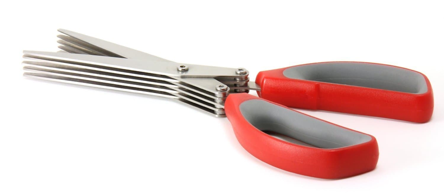 PRITAM Branded Multi-Functional Stainless Steel Kitchen Knives 5 Layers Scissors Cut Herb Spices Cooking Tools Vegetable Cutter With Cleaning Brush