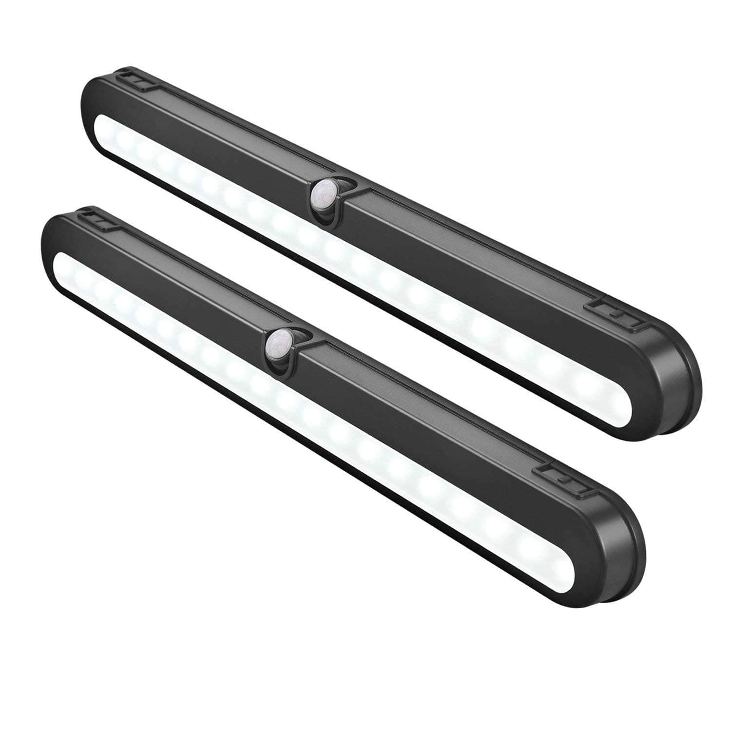 T01LB LED Closet Light - BLS Super Bright 20 LED Under Cabinet Lighting Battery Powered/DC Input Wireless Motion Sensing Light, Motion & Light Sensor, Light Beam Adjustable, Black(2 Pack)