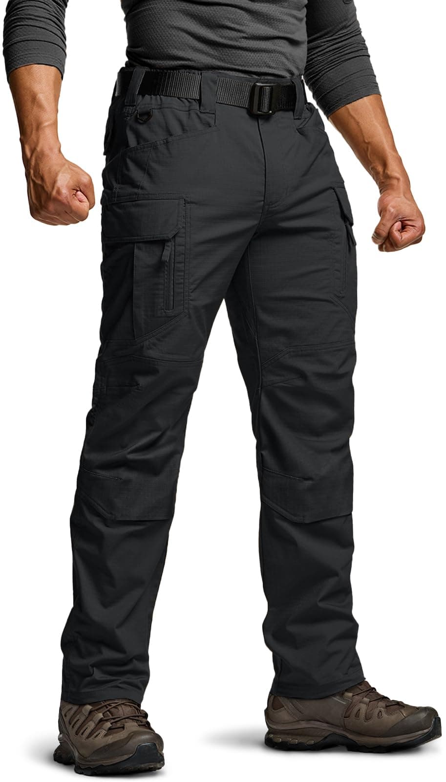 Men's Flex Stretch Tactical Pants, Water Resistant Ripstop Cargo Pants, Lightweight EDC Outdoor Work Hiking Pants