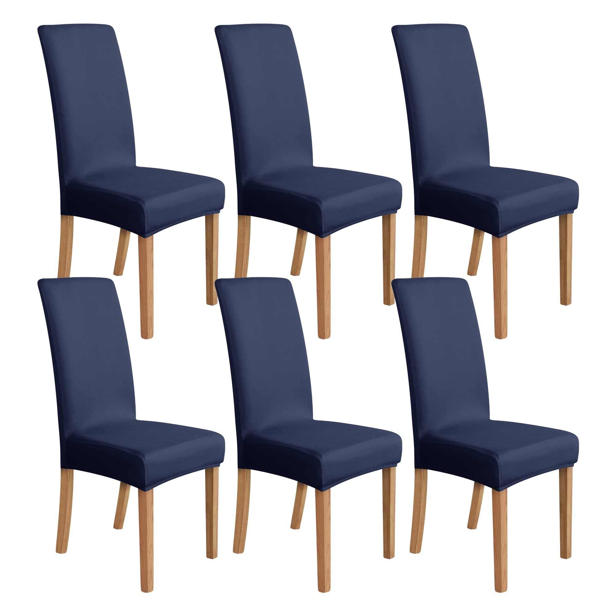 Amazon Basics Dining Chair Covers, Stretch Parson Chair Slipcover, Removable Washable Chair Protector for Home/Restaurant/Banquet, Navy, 6-Pack