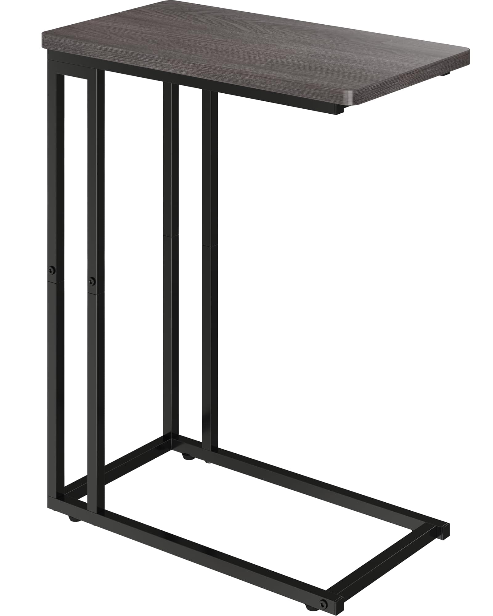 Yusong C Shaped End Table - Slide Under Sofa Couch Bed, Small Table for Small Spaces, Skinny Overbed, Coffee Drink Snack Table for Living Room, Grey Oak