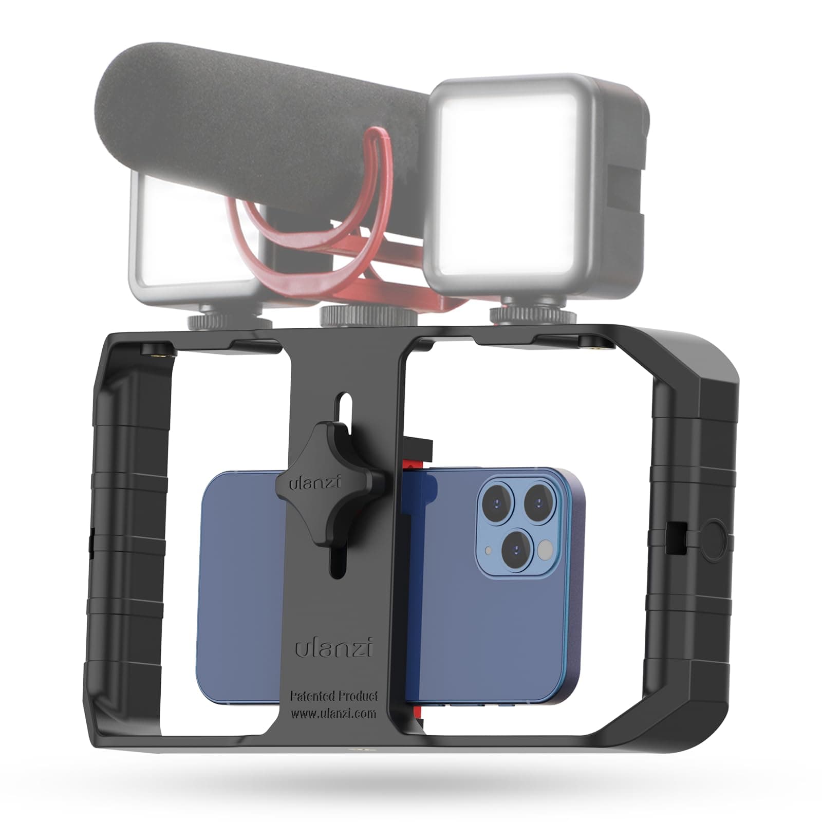 ULANZI U-Rig Pro Smartphone Video Rig Handheld Phone Stabilizer Filmmaking Cage with 3 Cold Shoe Mounts Video Stabilizer for iPhone 15 14 13 12 11 Pro Max/Samsung S22 S23 Ultra/Huawei Mate 60