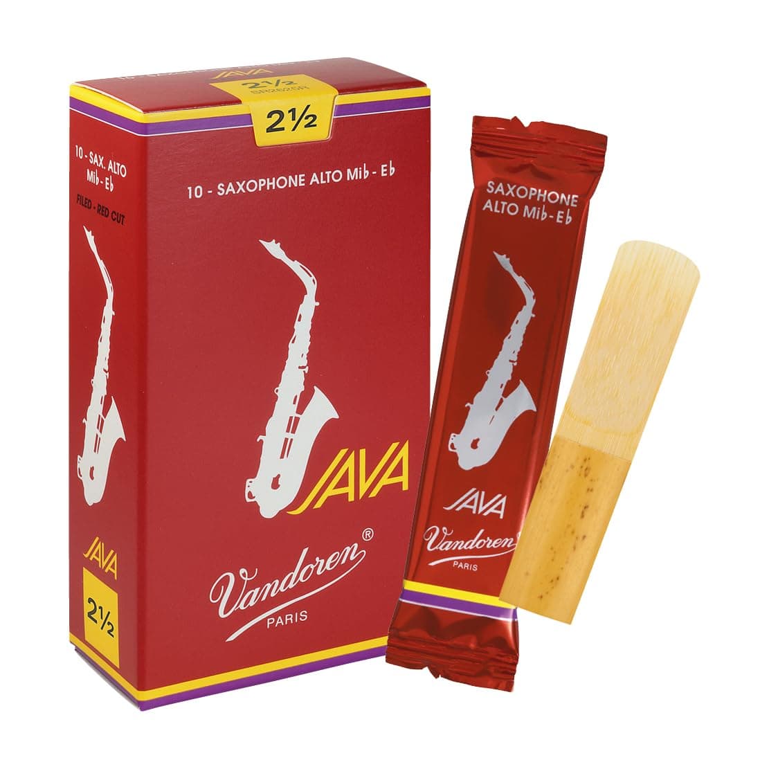 Java RED Alto Saxophone Reeds - Box of 10 - Strength 2.5