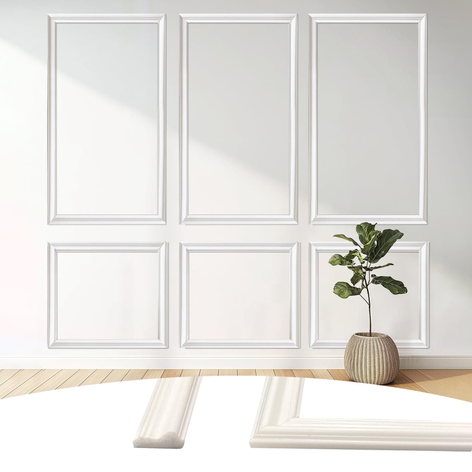 KEOHOLI 30 Pcs Peel and Stick Wall Molding Kit, Assemble Wall Molding Panels Peel and Stick Molding Trim for Walls Moulding Premade Wainscoting Panels Pre Cut Wall Molding Trim for Home Decor