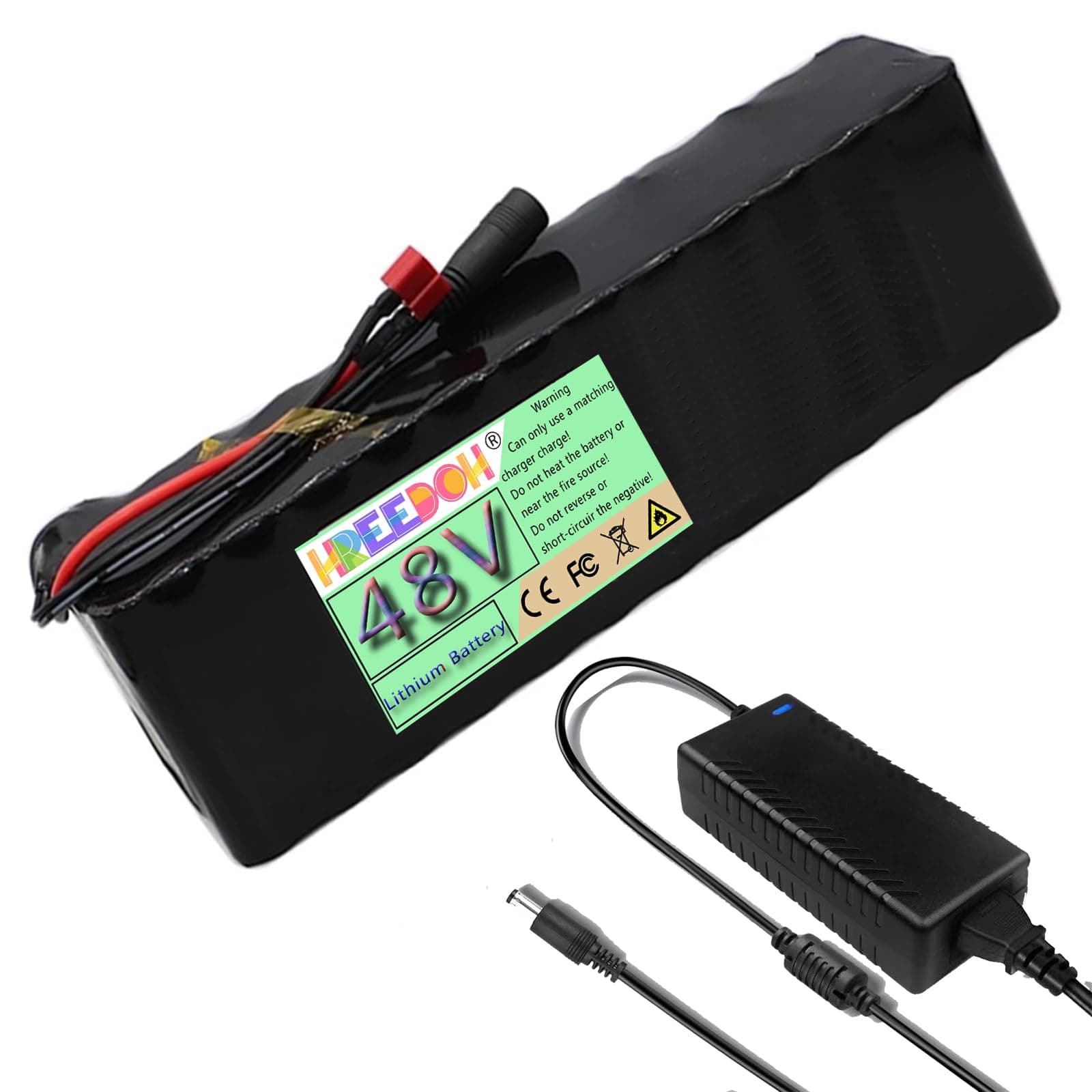 48 Volt Lithium Battery Pack 48V Li-ion Battery 48V Replacement Battery 4000mAh 6000mAh 7500mAh 9600mAh with Charger for 0-500W Motor,48v4000mah