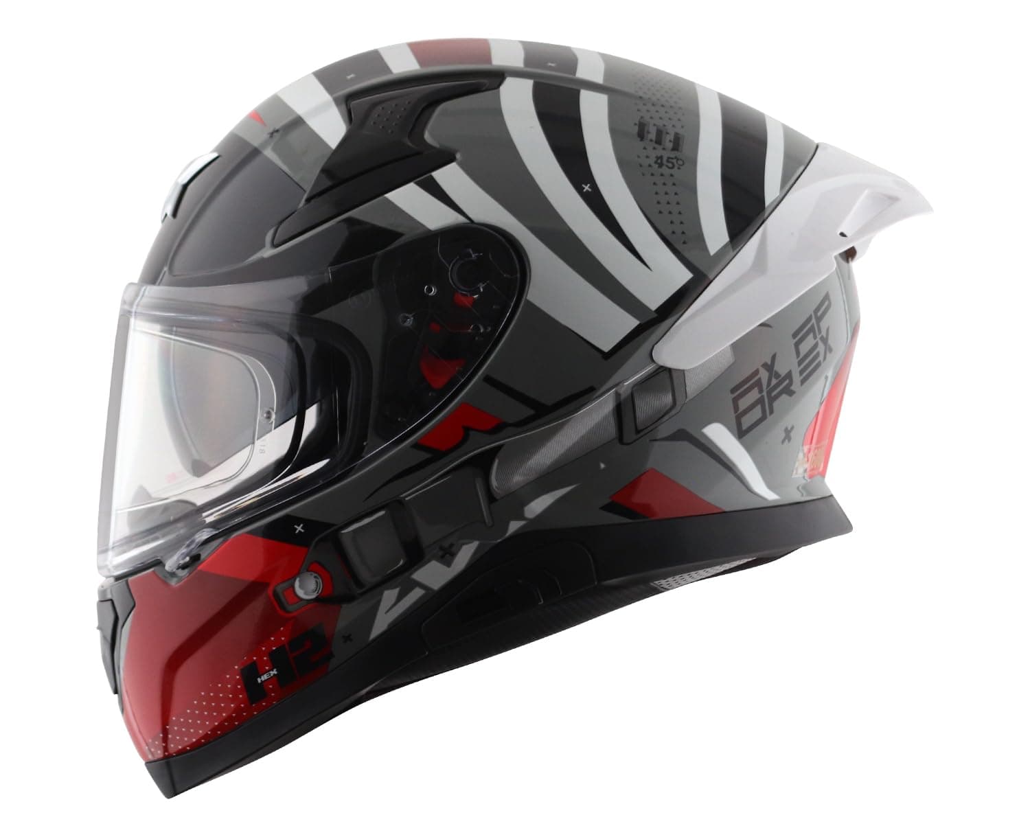 Helmets Apex Hex-2 Cool Helmet (Grey Red, X-Large)