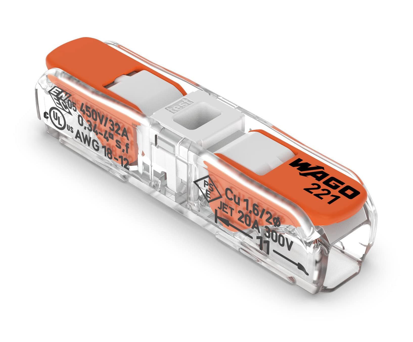 WAGO | In-Line Lever Electrical Splicing Connector, 1-Pole Secure Connection 221-2401, Pack of 60pcs