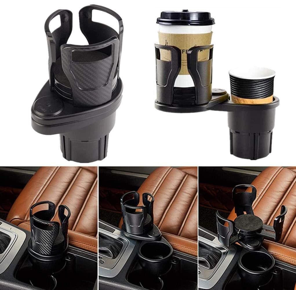 2-in-1 Car Cup Holder Expander Adapter, Multifunctional Car Drink Holder with A 360° Rotating Adjustable Base, Drinks Bottle Water Cups Hold up to 17oz-20oz Bottled Coffee, Beverage Bottles by Huzz