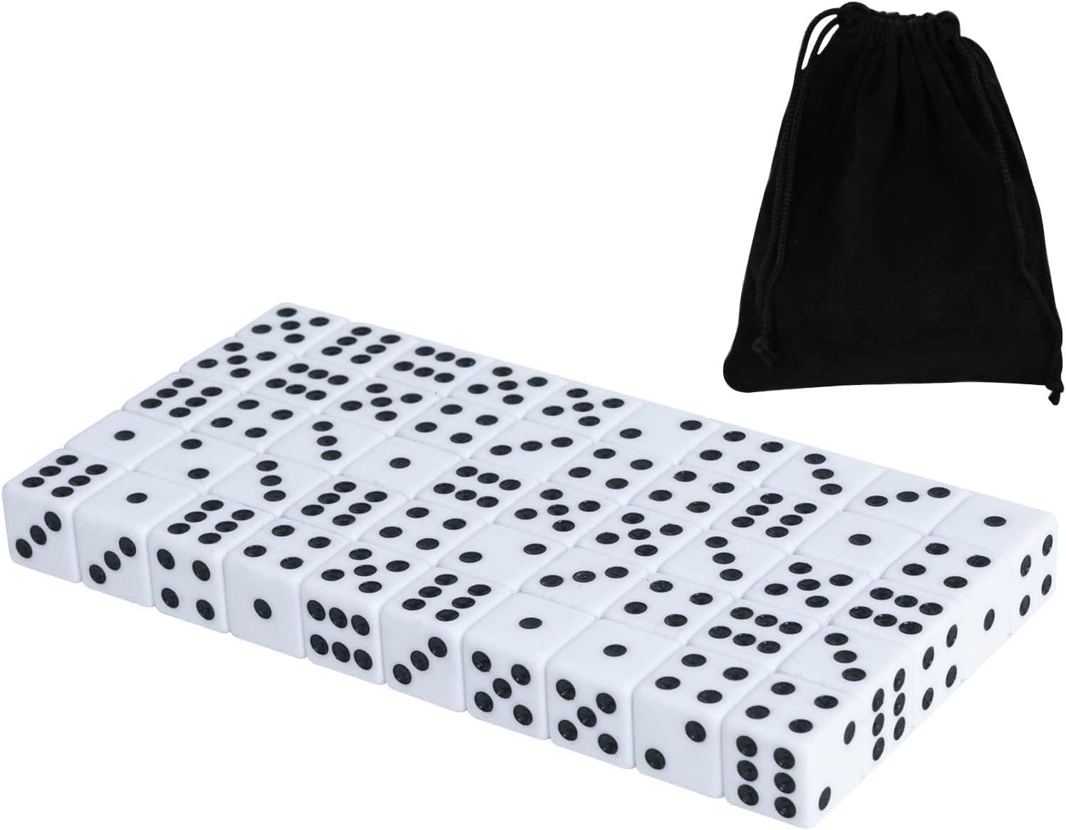 50 Pack 16MM White Dice - Six Sided Standard Opaque White Dice with Black Pips Dots for Board Games