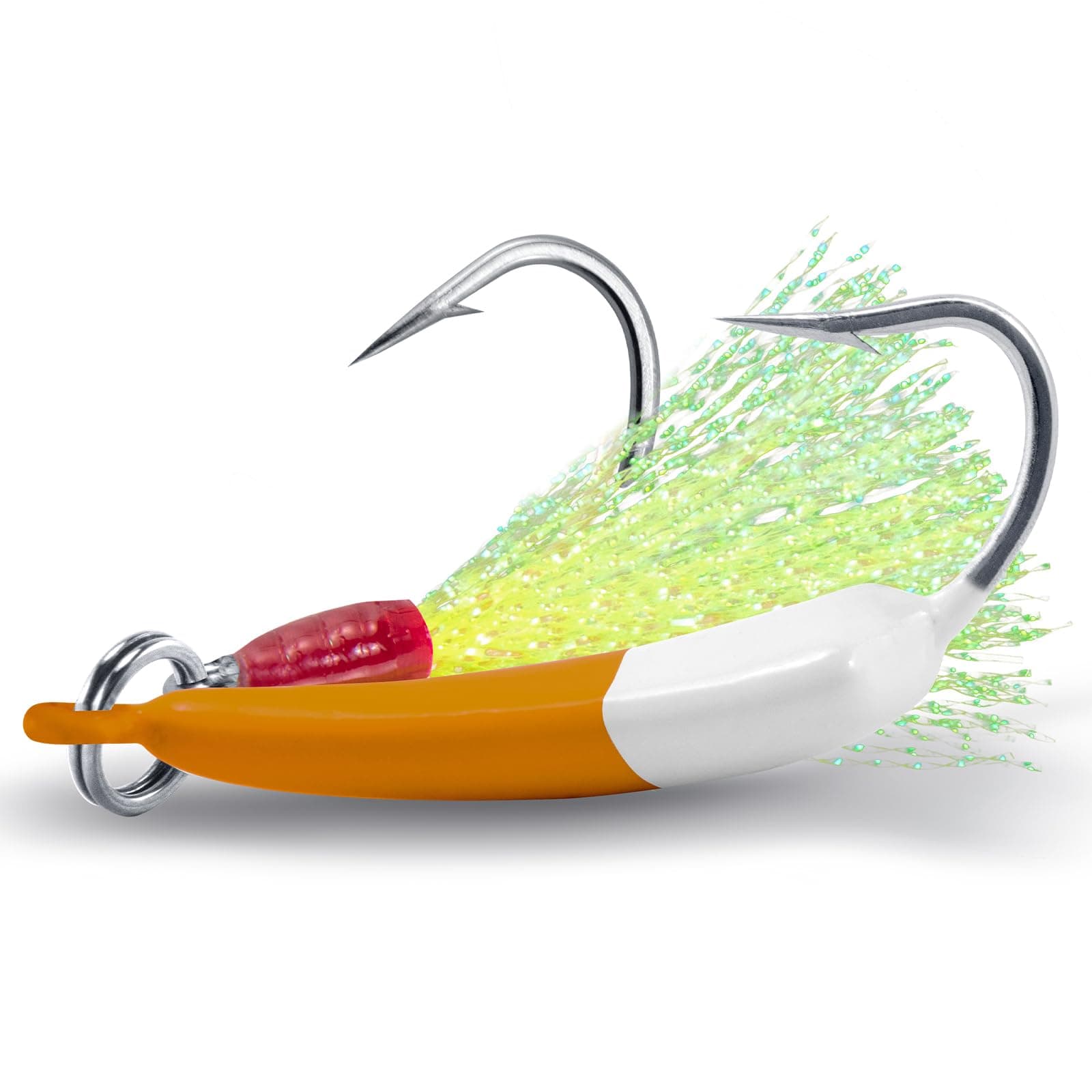 Dr.Fish 5 Pack Pompano Jigs with Teaser Hooks, Surf Fishing Jig Heads Saltwater Lure Banana Shape Stand Up O'Shaughnessy Beach Casting Halibut Striper Redfish Flounder