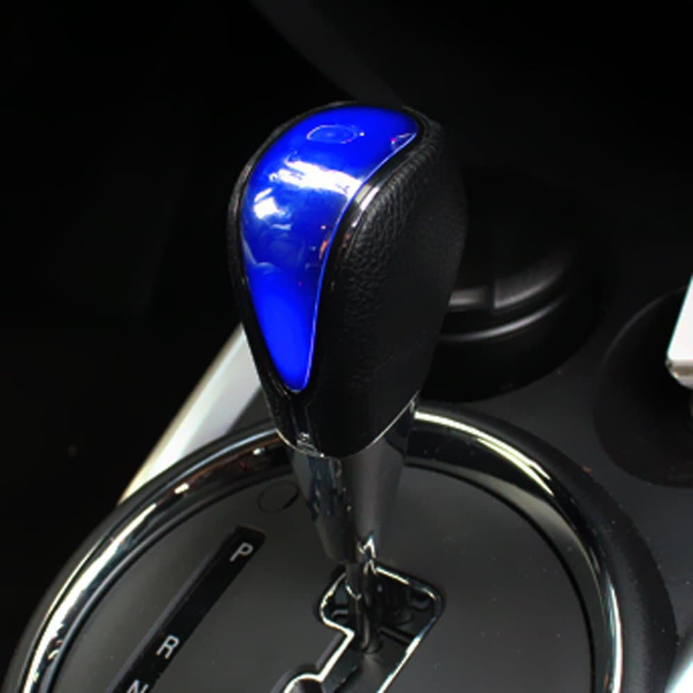 Anzene Black Leather LED Touch Activated Shift Knob for Automobile (Blue, Center)