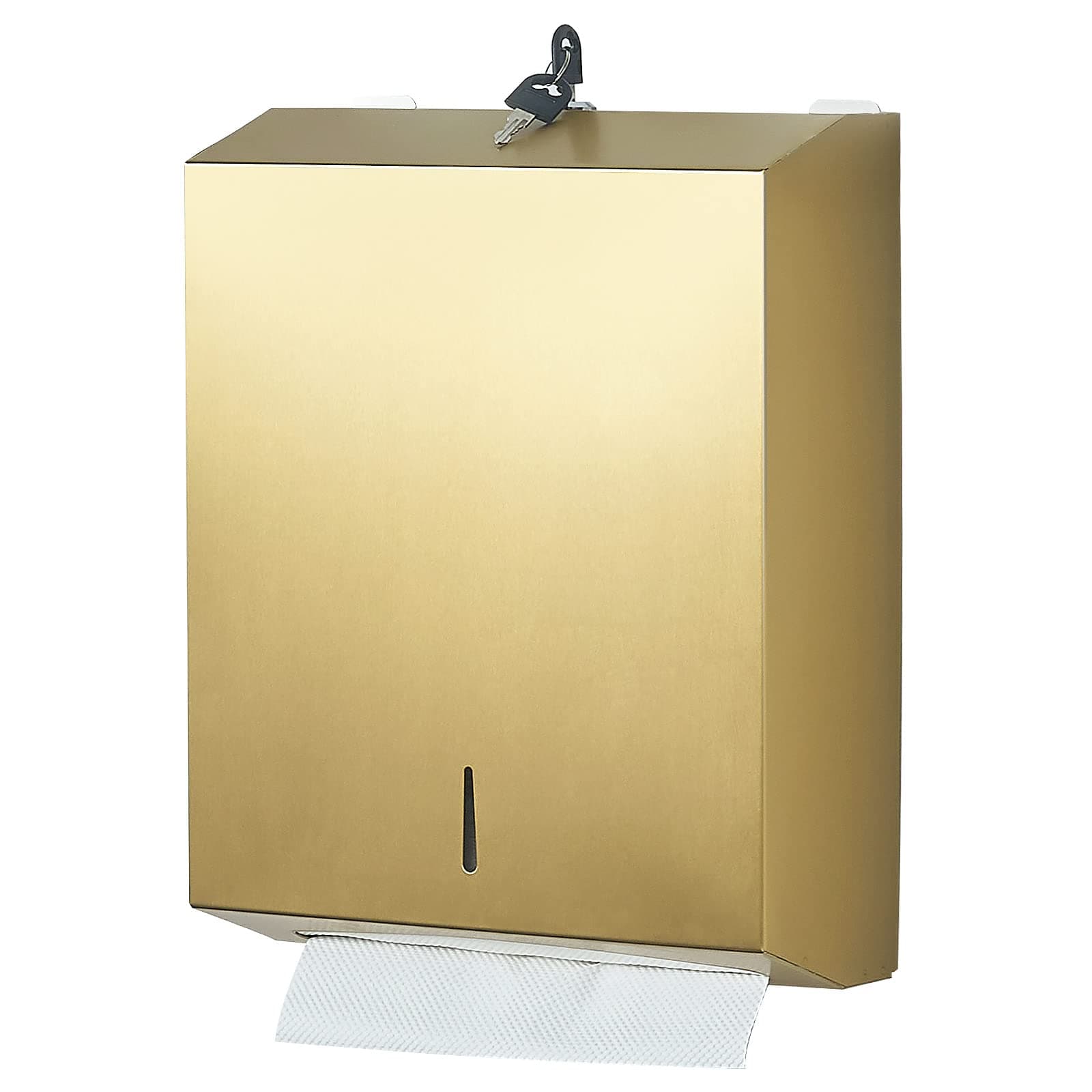 Paper Towel Dispenser Wall Mount Commercial c-fold/Multi-fold/Tri-fold, Touchless Hand Towel Dispenser with Lock(Gold)